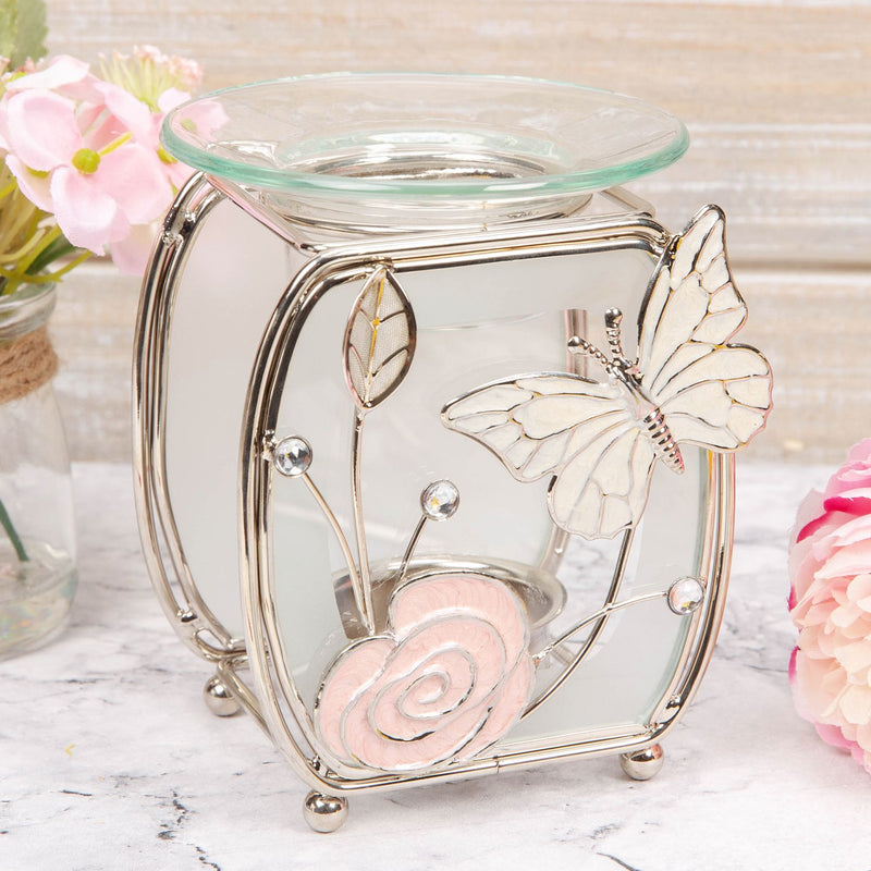 Sophia Glass & Wire Oval Oil Burner with Butterfly