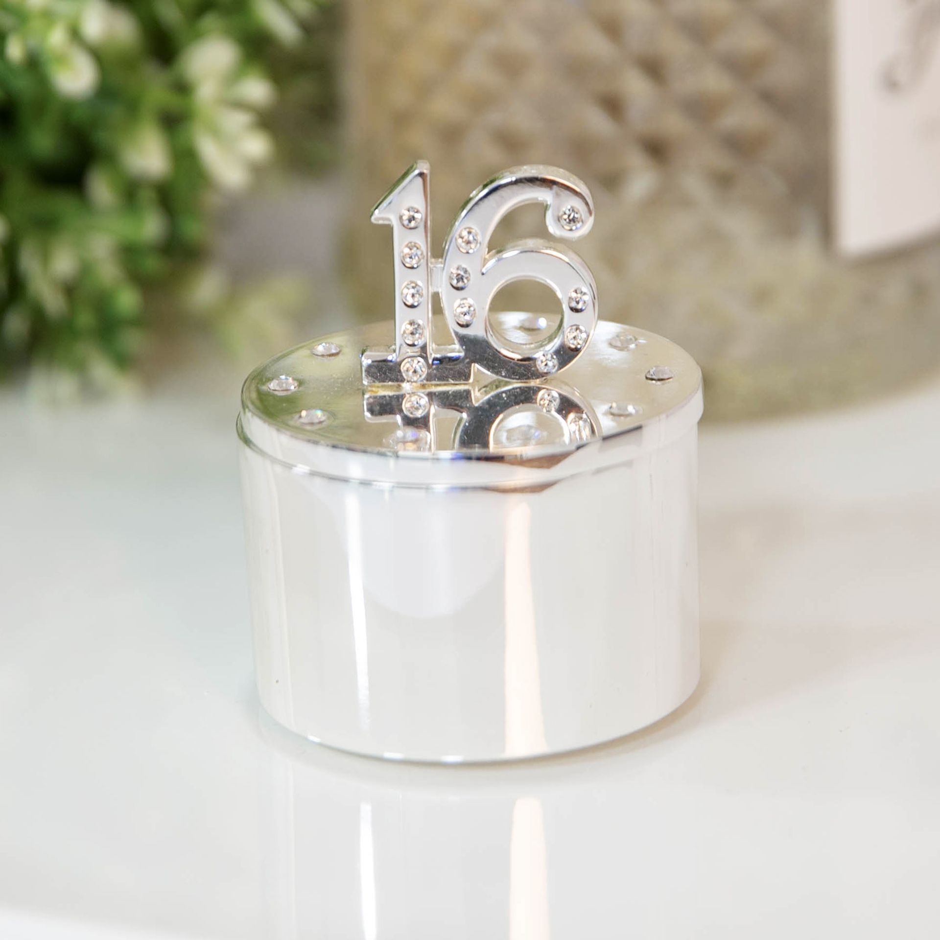 Milestones Silverplated Trinket Box With Crystal 16