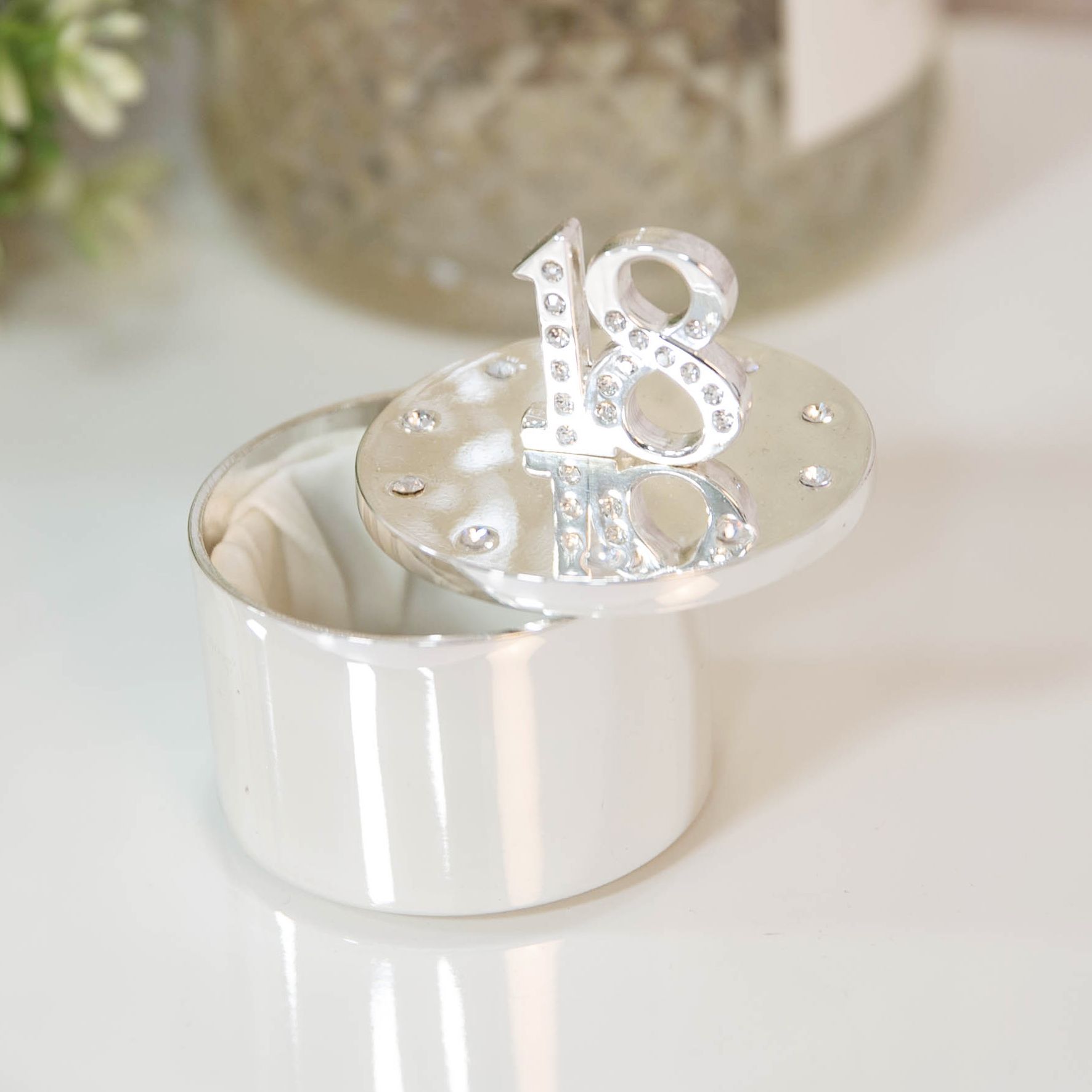 Milestones Silverplated Trinket Box With Crystal 18