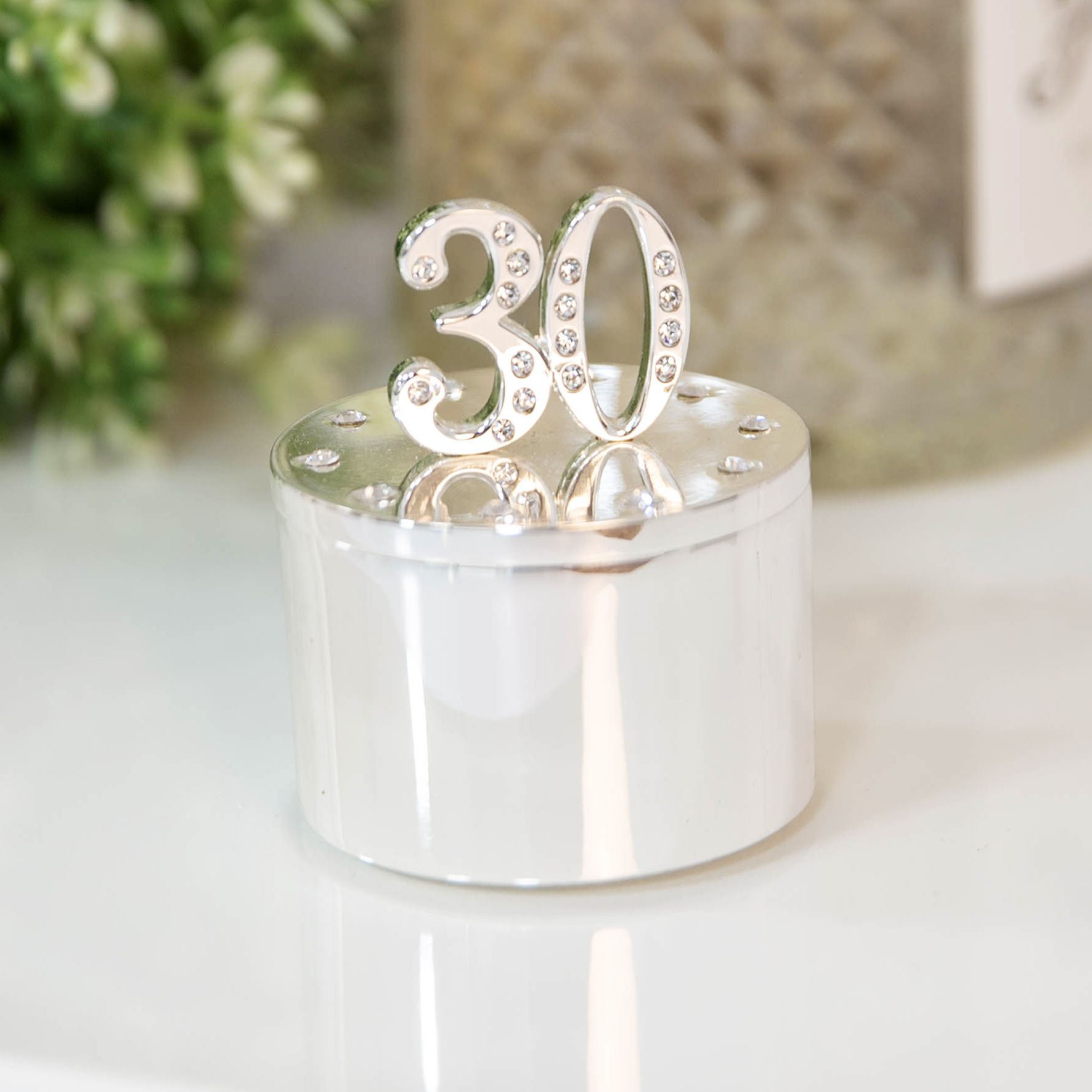 Milestones Silver Plated Trinket Box With Crystal 30