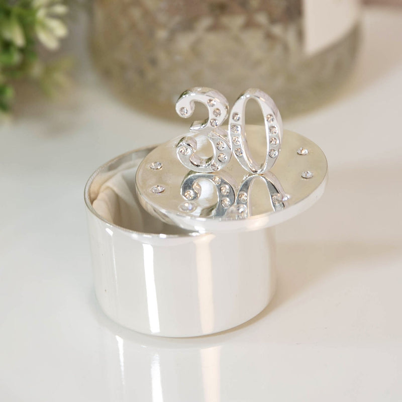 Milestones Silver Plated Trinket Box With Crystal 30