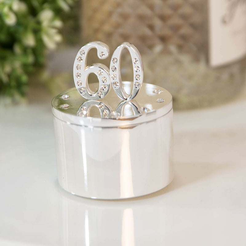Milestones Silverplated Trinket Box With Crystal 60