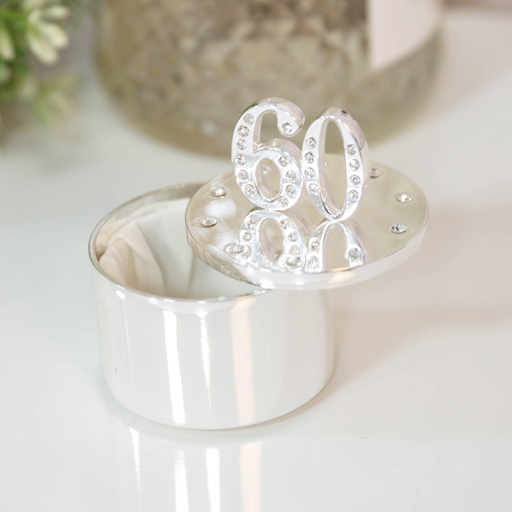 Milestones Silverplated Trinket Box With Crystal 60