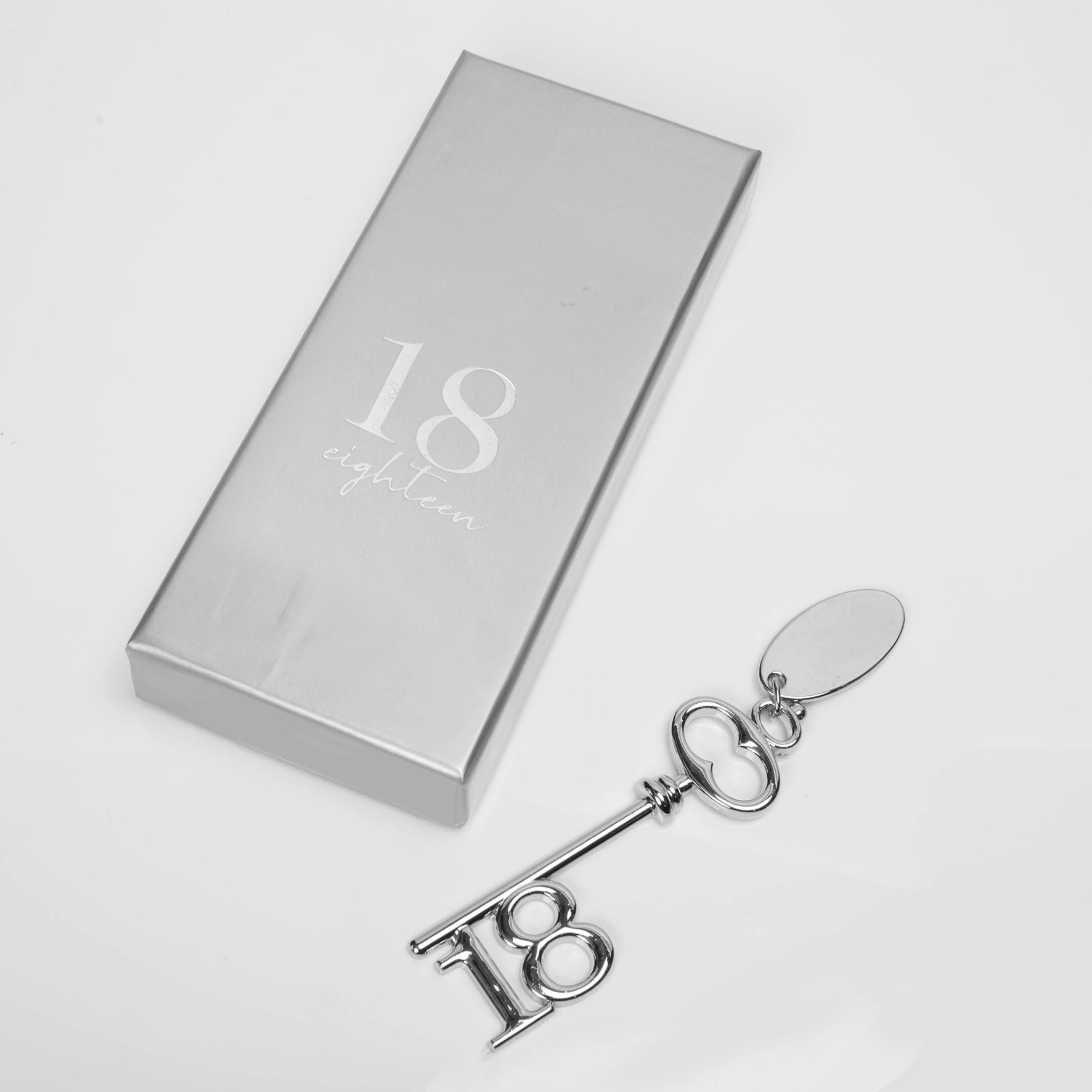 Milestones Silver Plated Birthday Key & Engraving Tag - 18