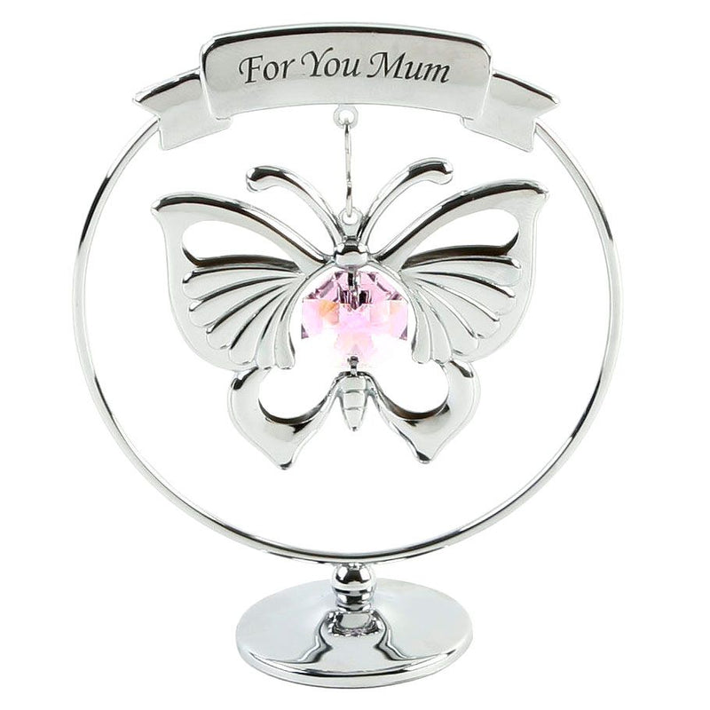 Crystocraft Chrome Plated Circle & Butterfly 'For You Mum'