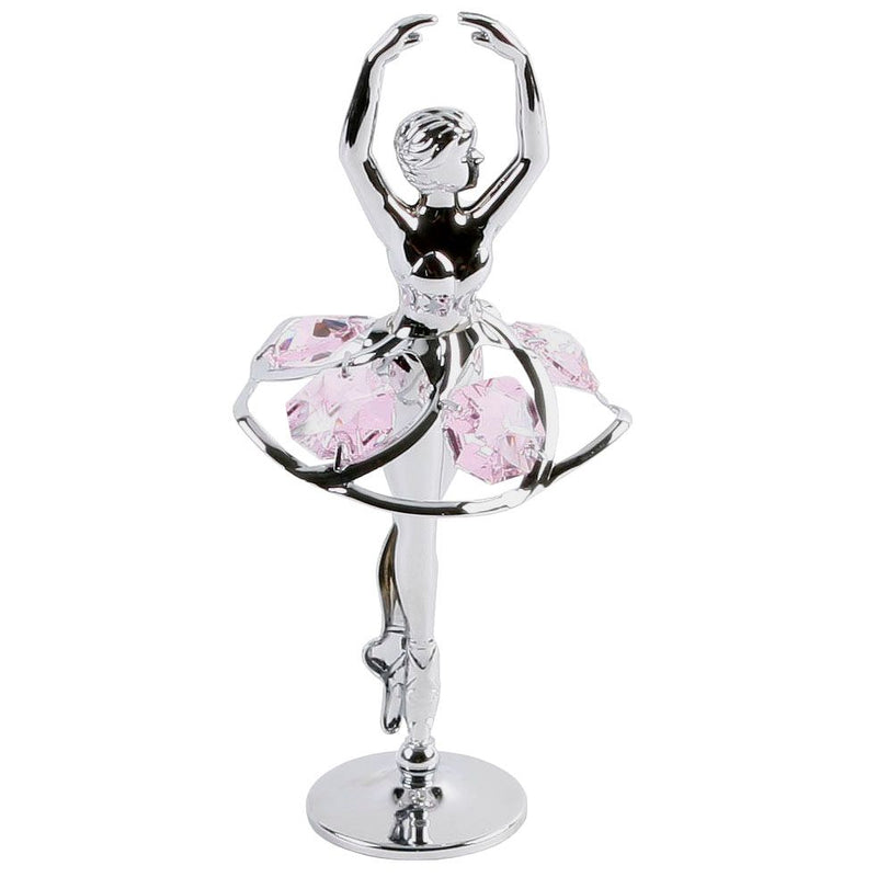 Crystocraft Chrome Plated Ornament Ballerina Pink Crystals *