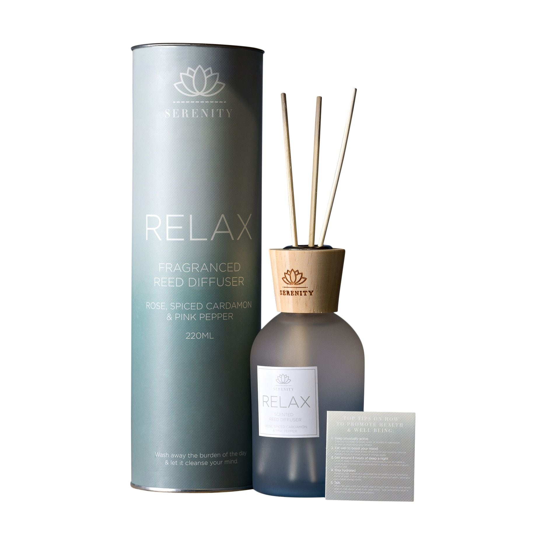 Serenity Relax Diffuser 220ml Petitgrain, Rose & Sandalwood