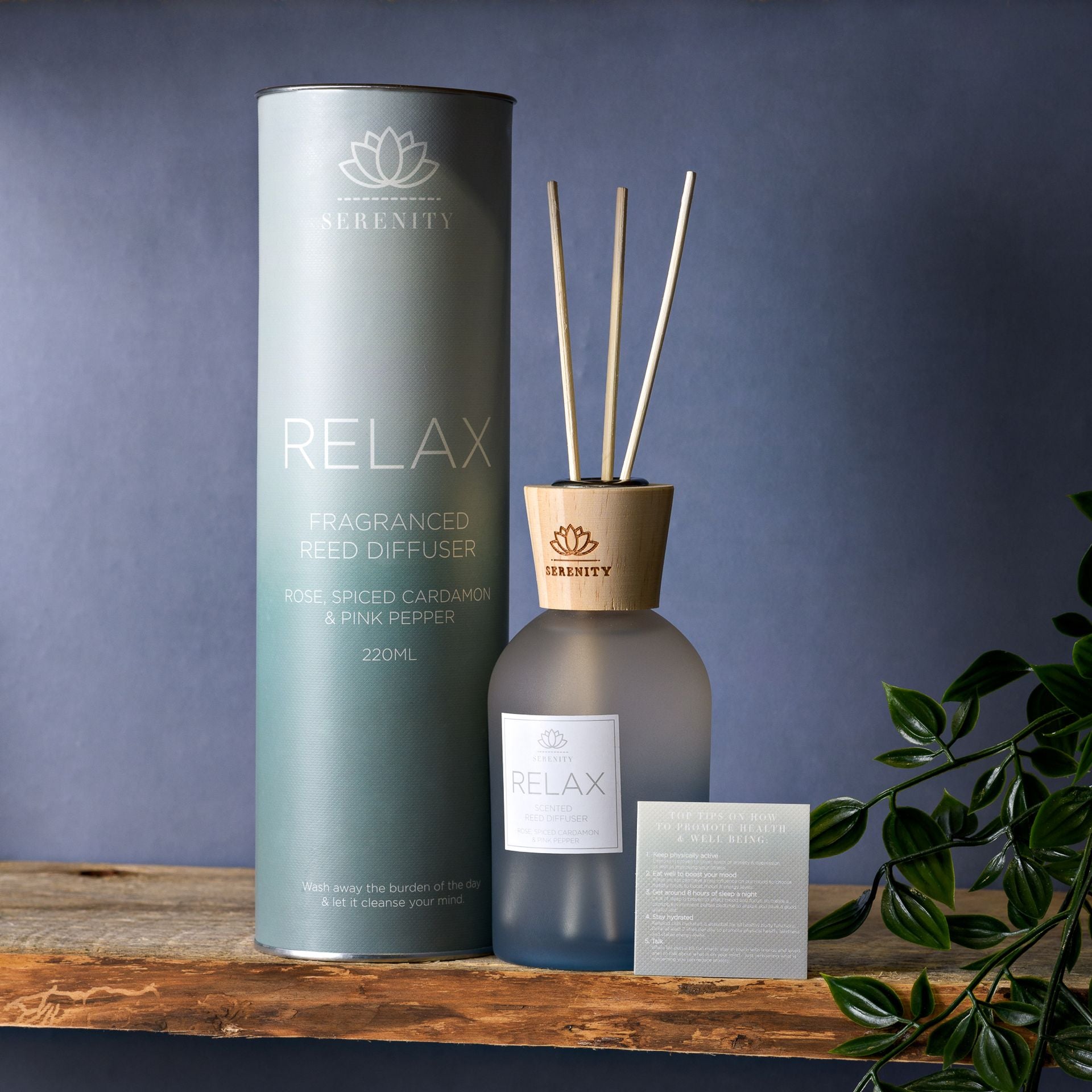 Serenity Relax Diffuser 220ml Petitgrain, Rose & Sandalwood