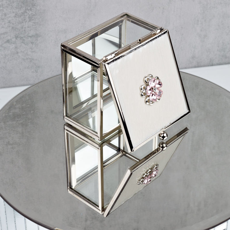 Sophia Embellished Flower Trinket Box with Enamel Lid