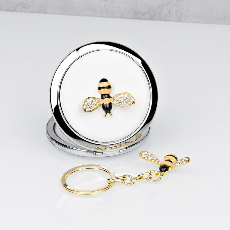Sophia Silverplated Bumble Bee Compact Mirror & Keyring