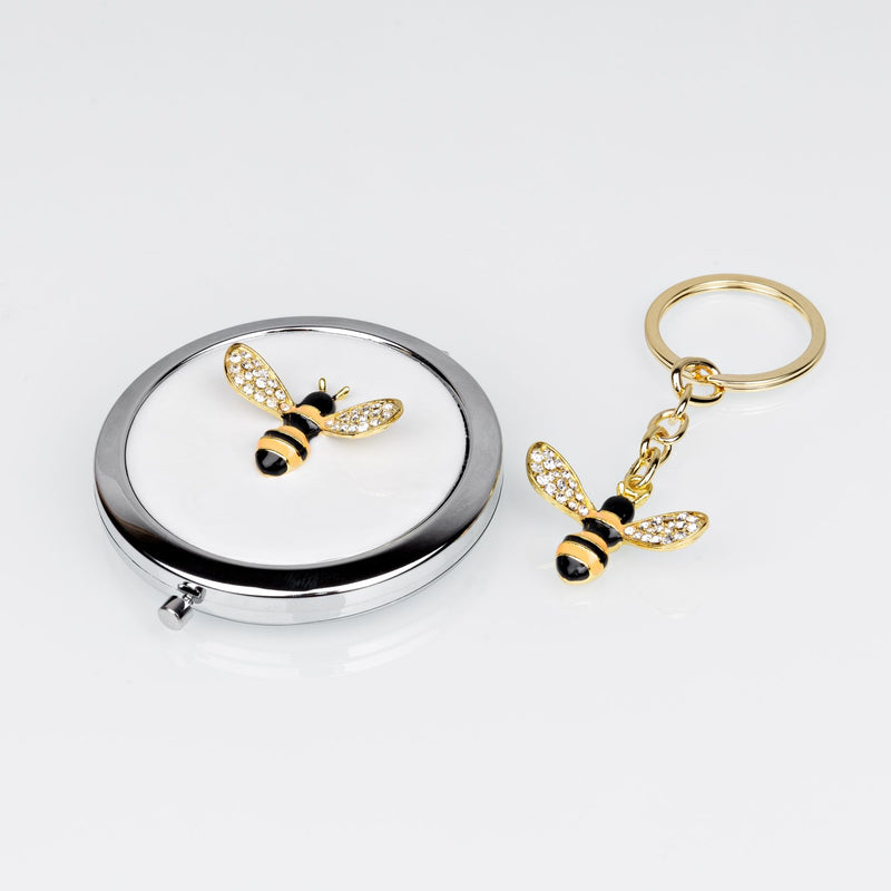 Sophia Silverplated Bumble Bee Compact Mirror & Keyring