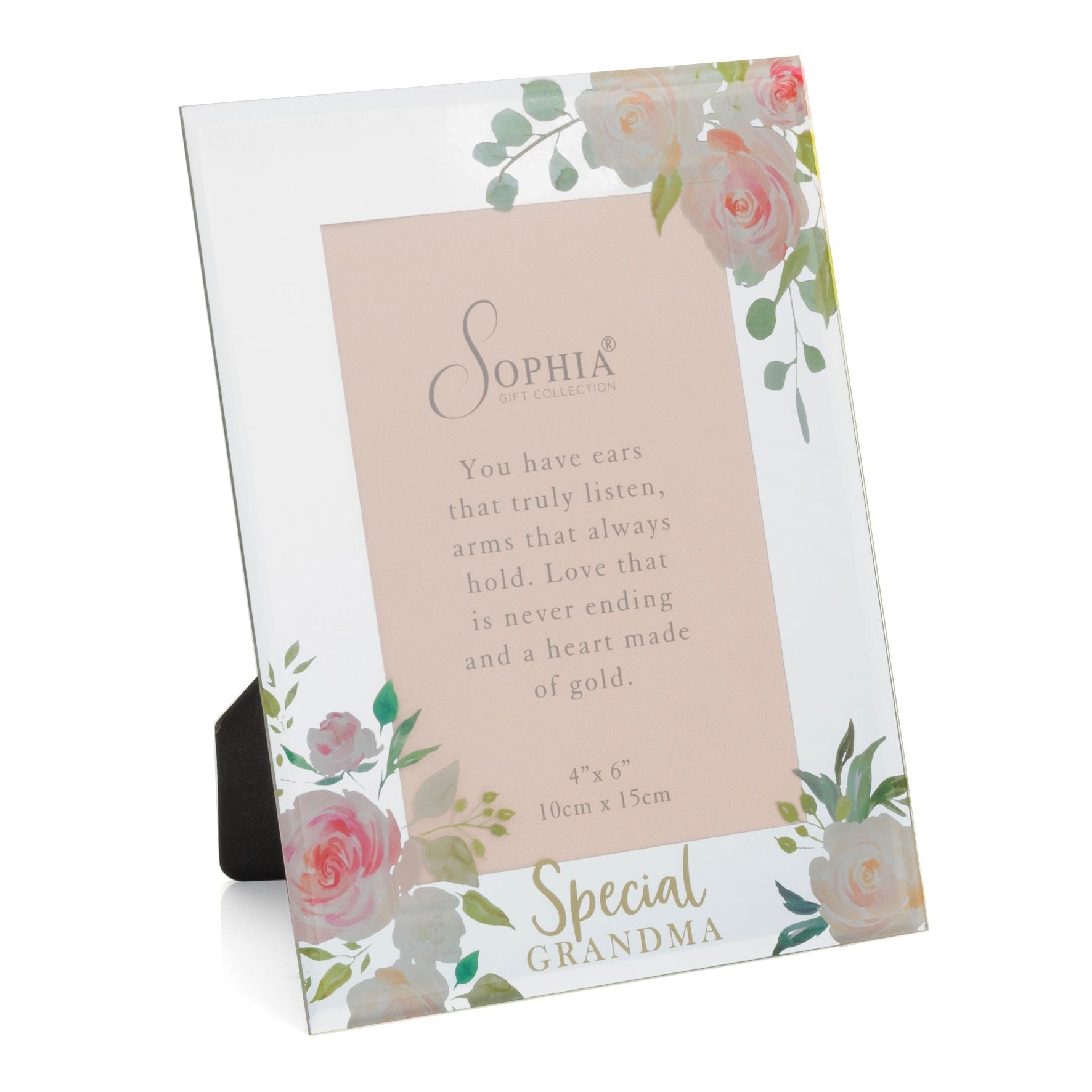 Peaches & Cream Glass Mirror Photo Frame 4" x 6" - Grandma