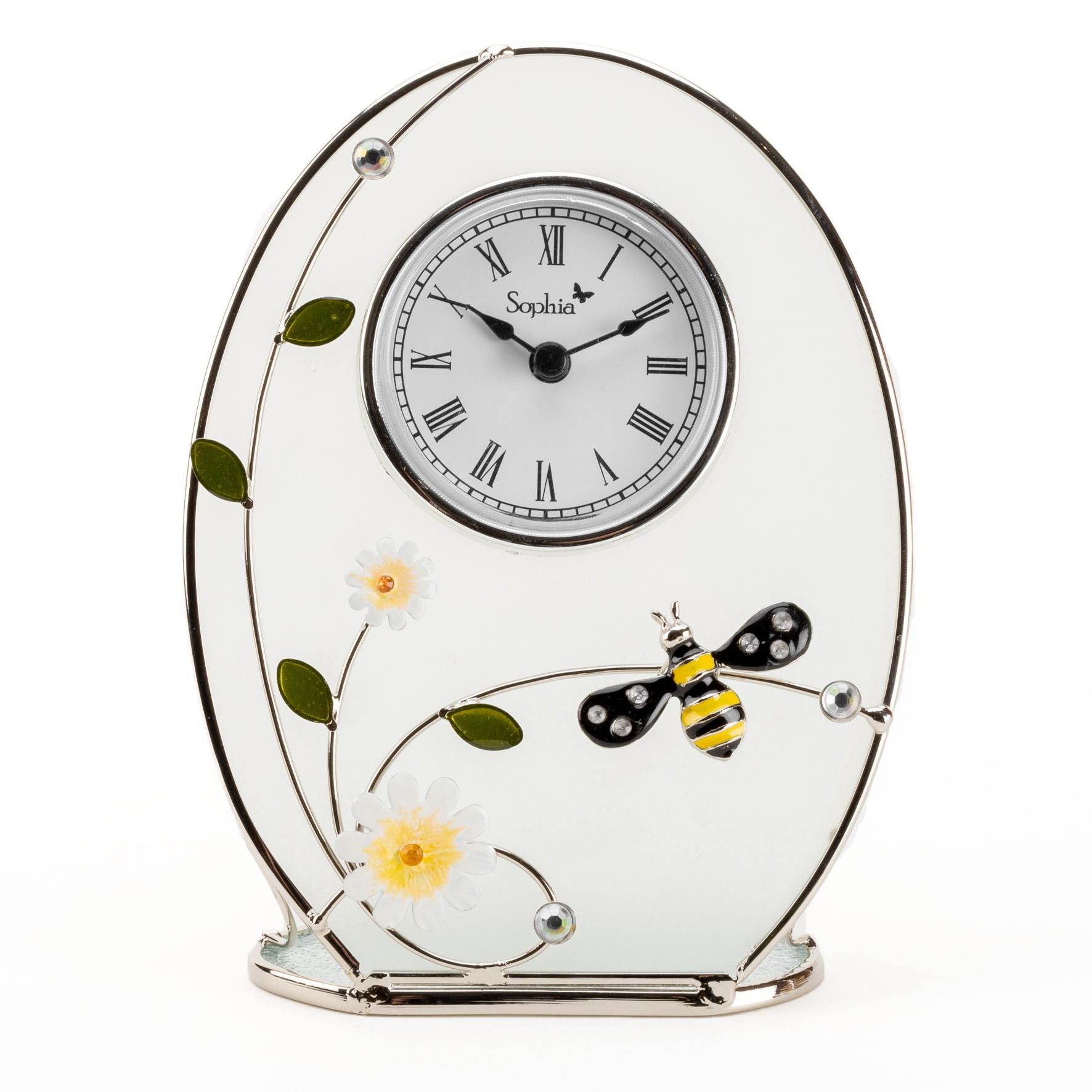 Sophia Classic Glass & Wire Bumble Bee Mantel Clock