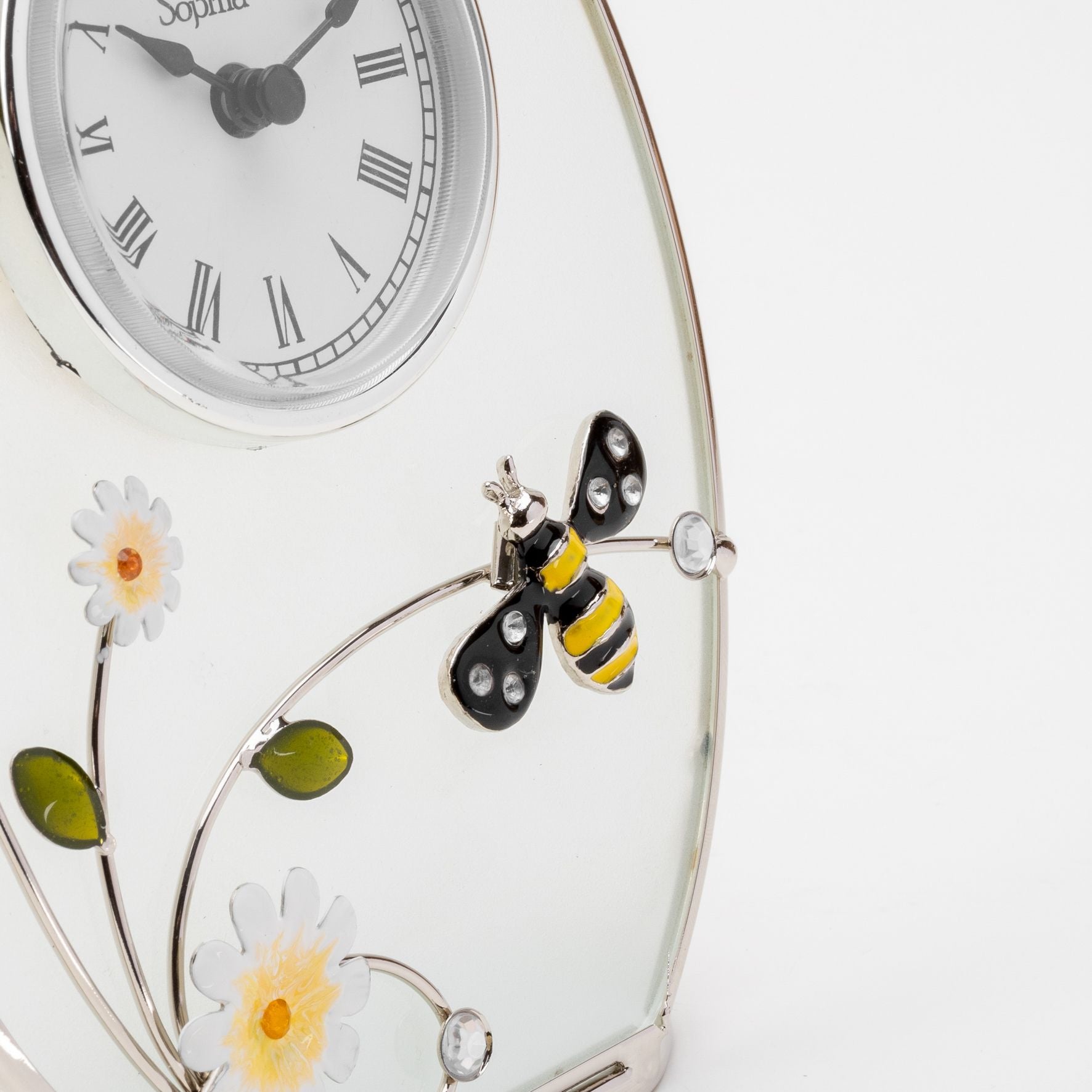 Sophia Classic Glass & Wire Bumble Bee Mantel Clock