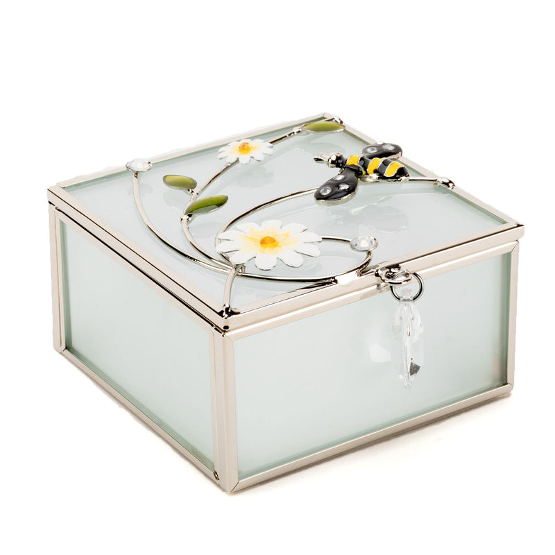 Sophia Classic Glass & Wire Bumble Bee Square Trinket Box