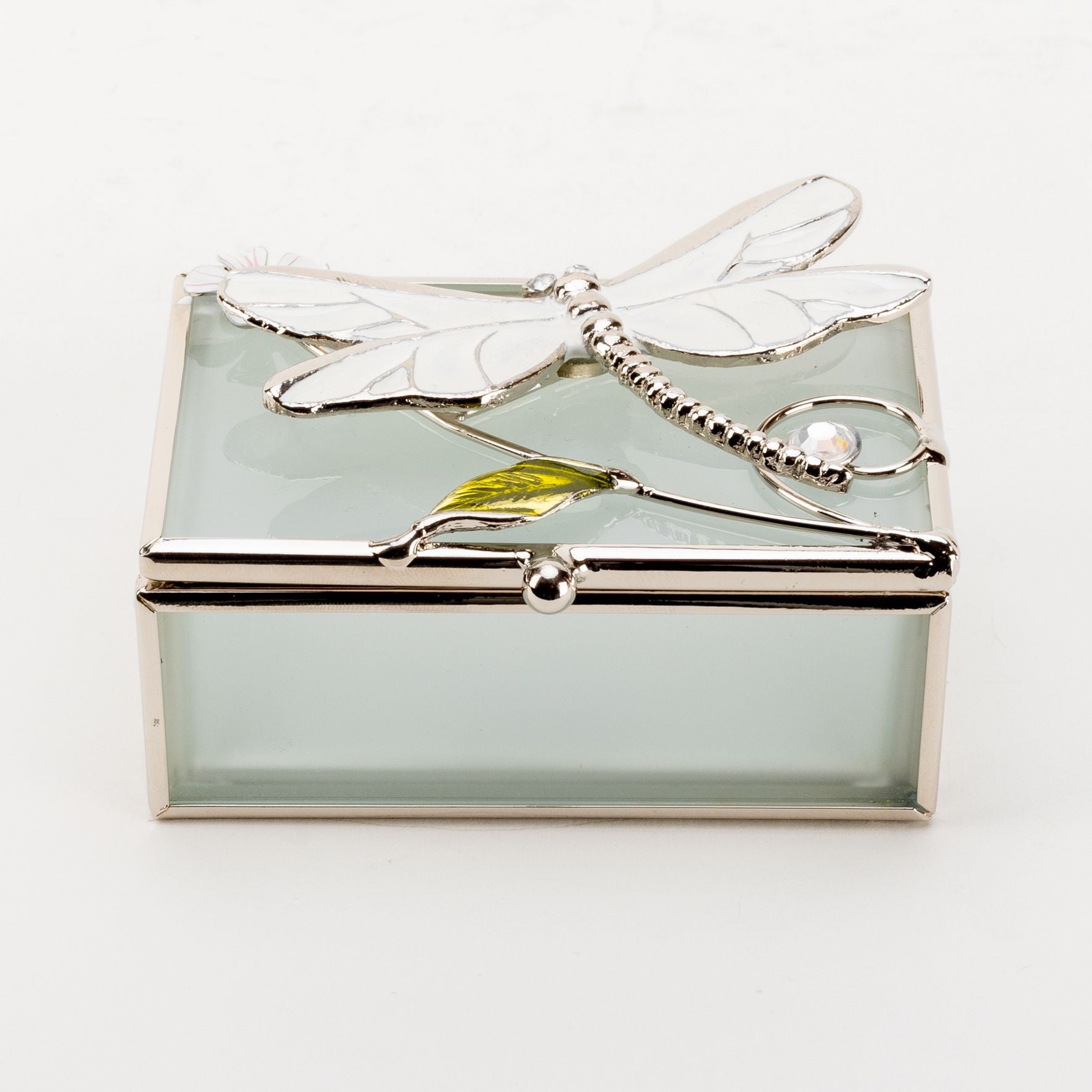 Sophia Classic Glass & Wire Dragonfly Rectangle Trinket Box