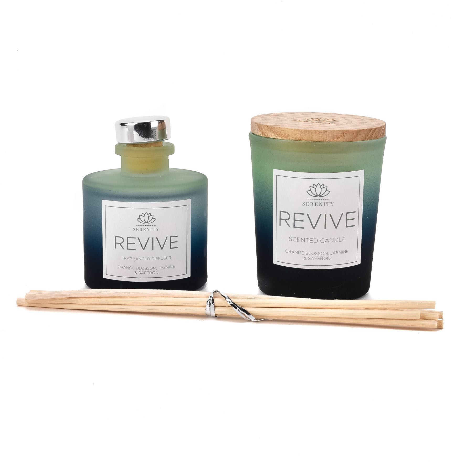 Serenity Revive 70g Candle & 50ml Diffuser Orange,Jasmine & Saffron