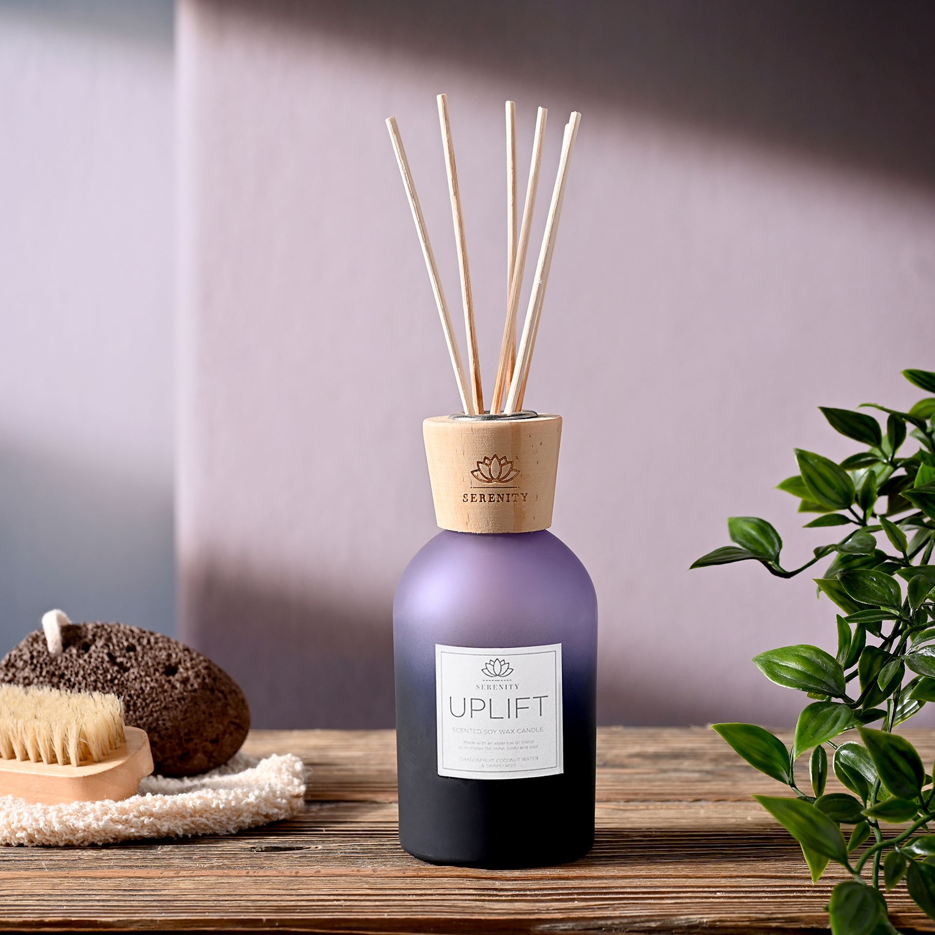 Serenity Uplift Glass Diffuser 220ml Dragonfruit, Grapefruit