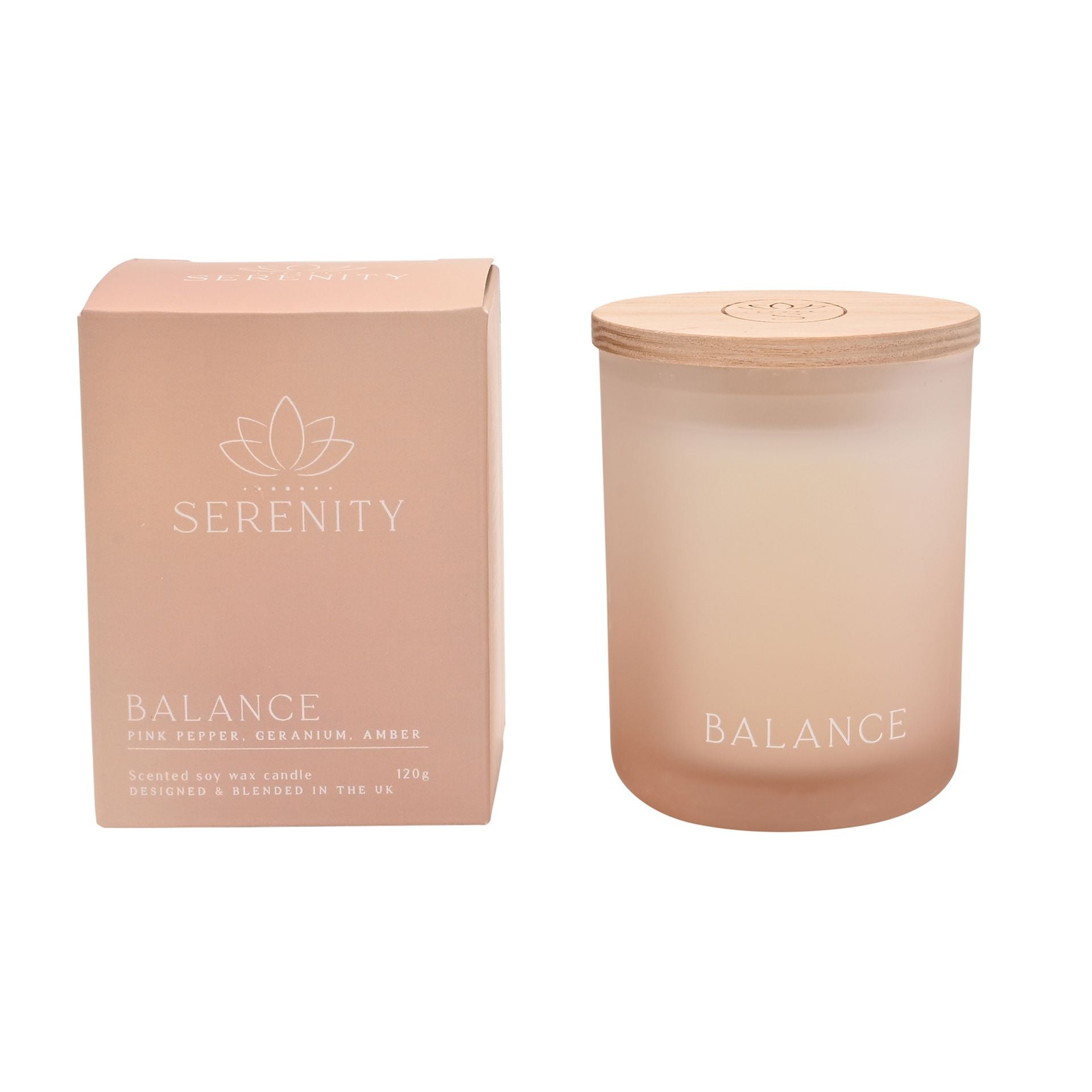 Serenity Balance Candle 120g Pink Pepper, Geranium & Amber