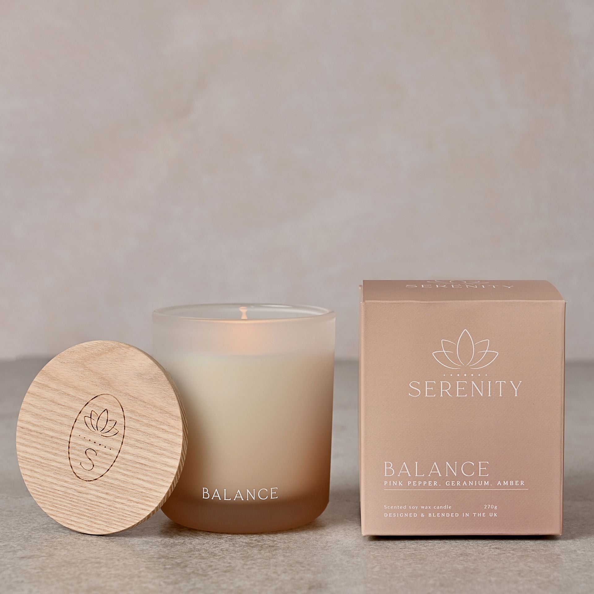 Serenity Balance Candle 270g Pink Pepper, Geranium & Amber