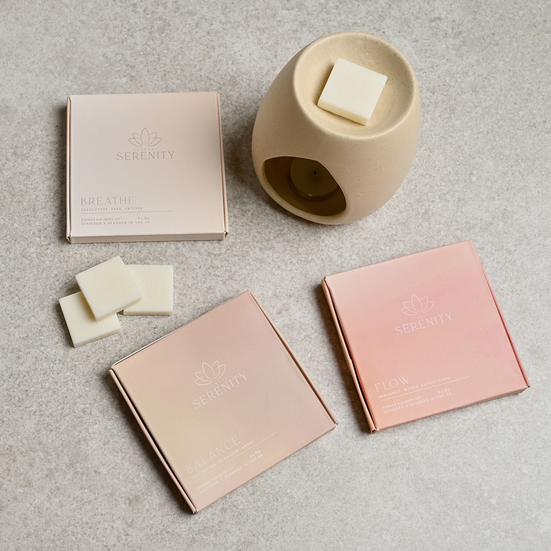 Serenity Balance Set of 9 Wax Melts Pink Pepper, Geranium & Amber