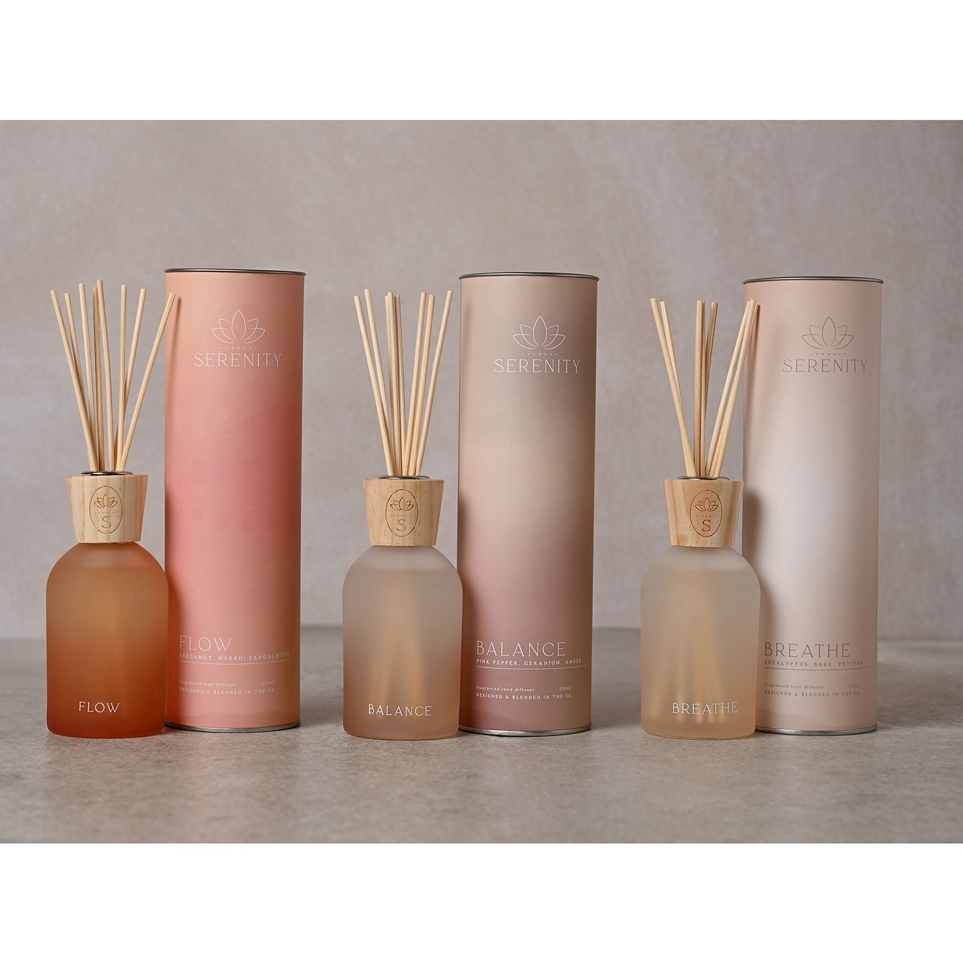 Serenity Flow Diffuser 220ml Bergamot, Myrrh & Sandalwood