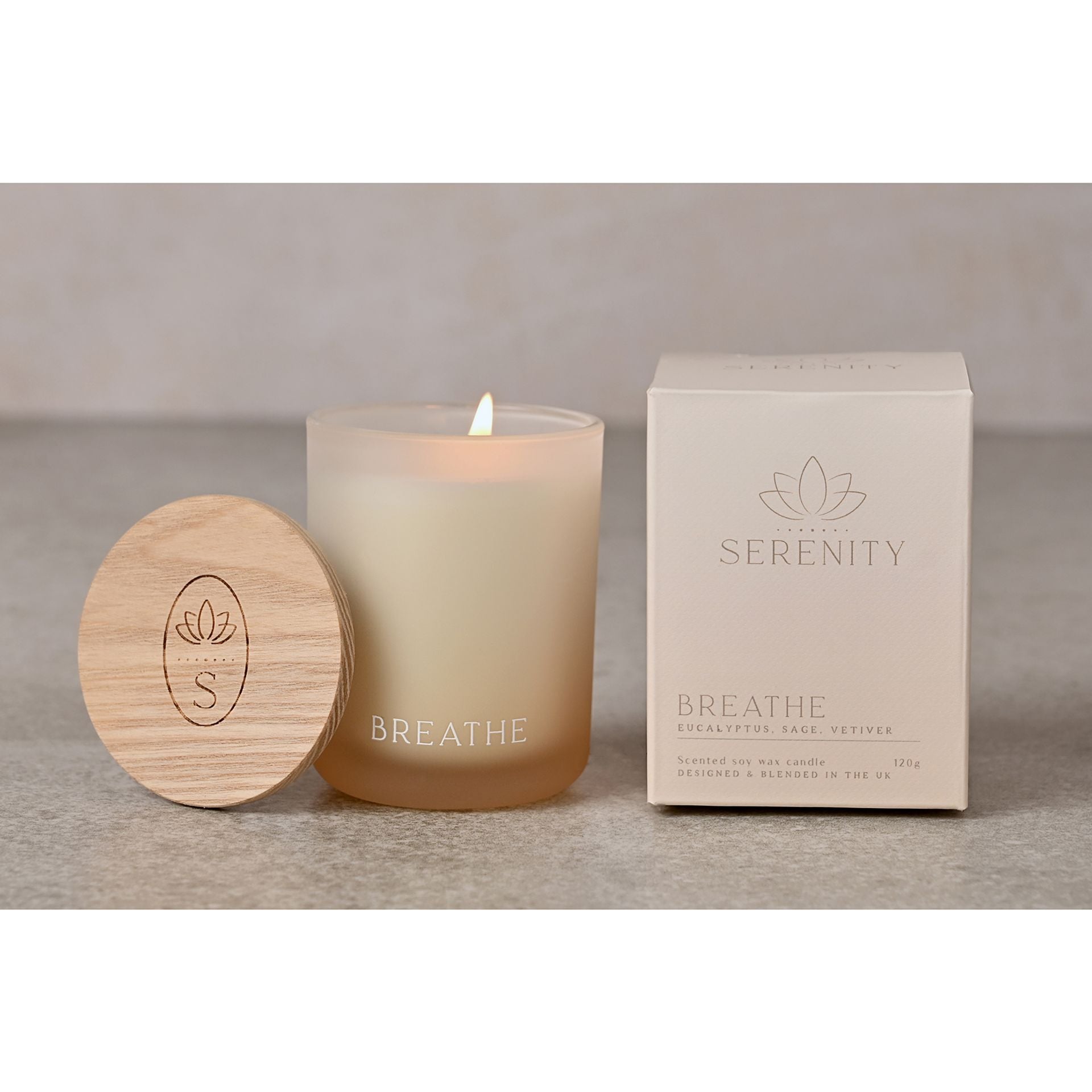 Serenity Breathe Candle 120g Eucalyptus, Sage & Vetiver