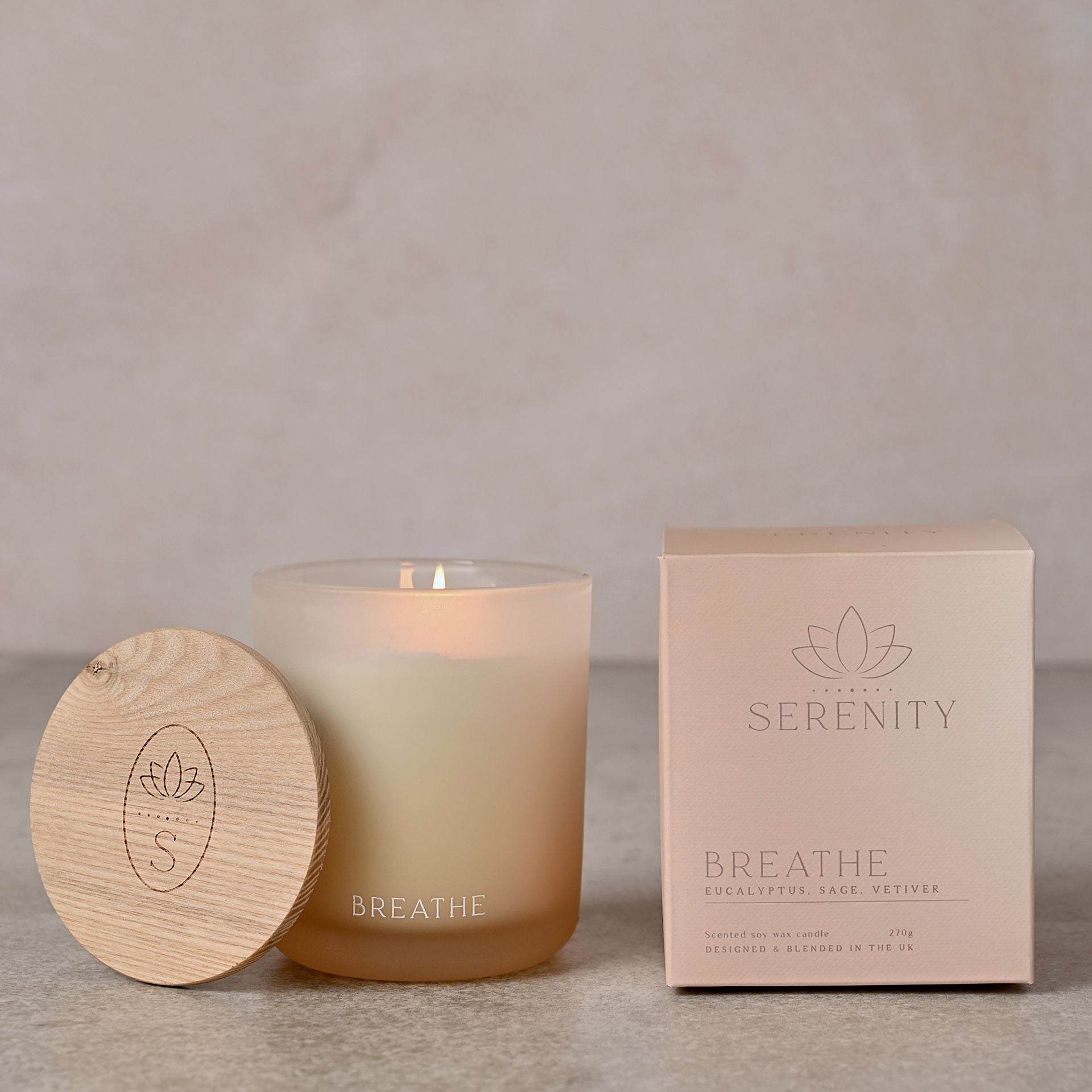 Serenity Breathe Candle 270g Eucalyptus, Sage & Vetiver