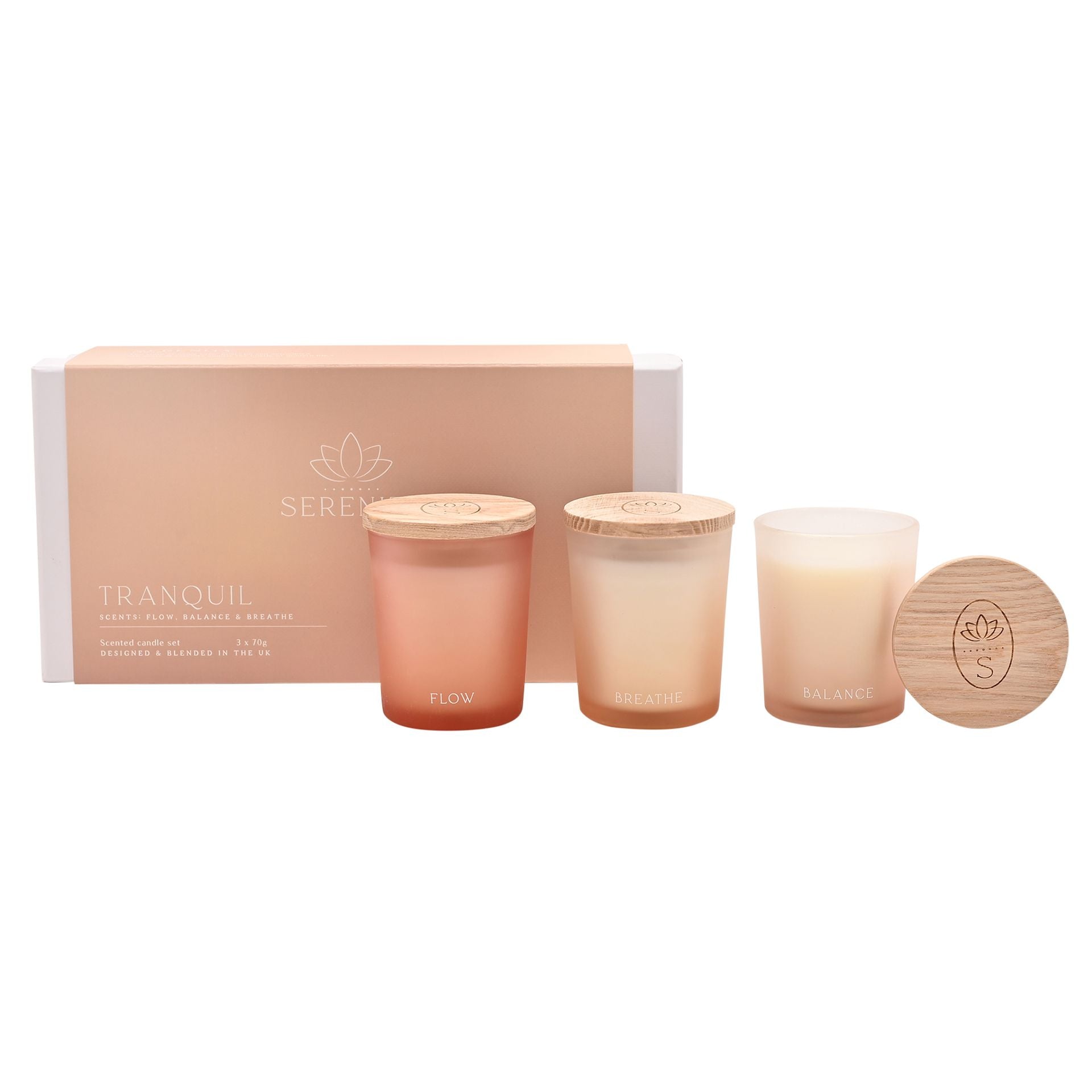 Serenity Tranquil Set of 3 Votive Candles - Flow, Balance & Breathe