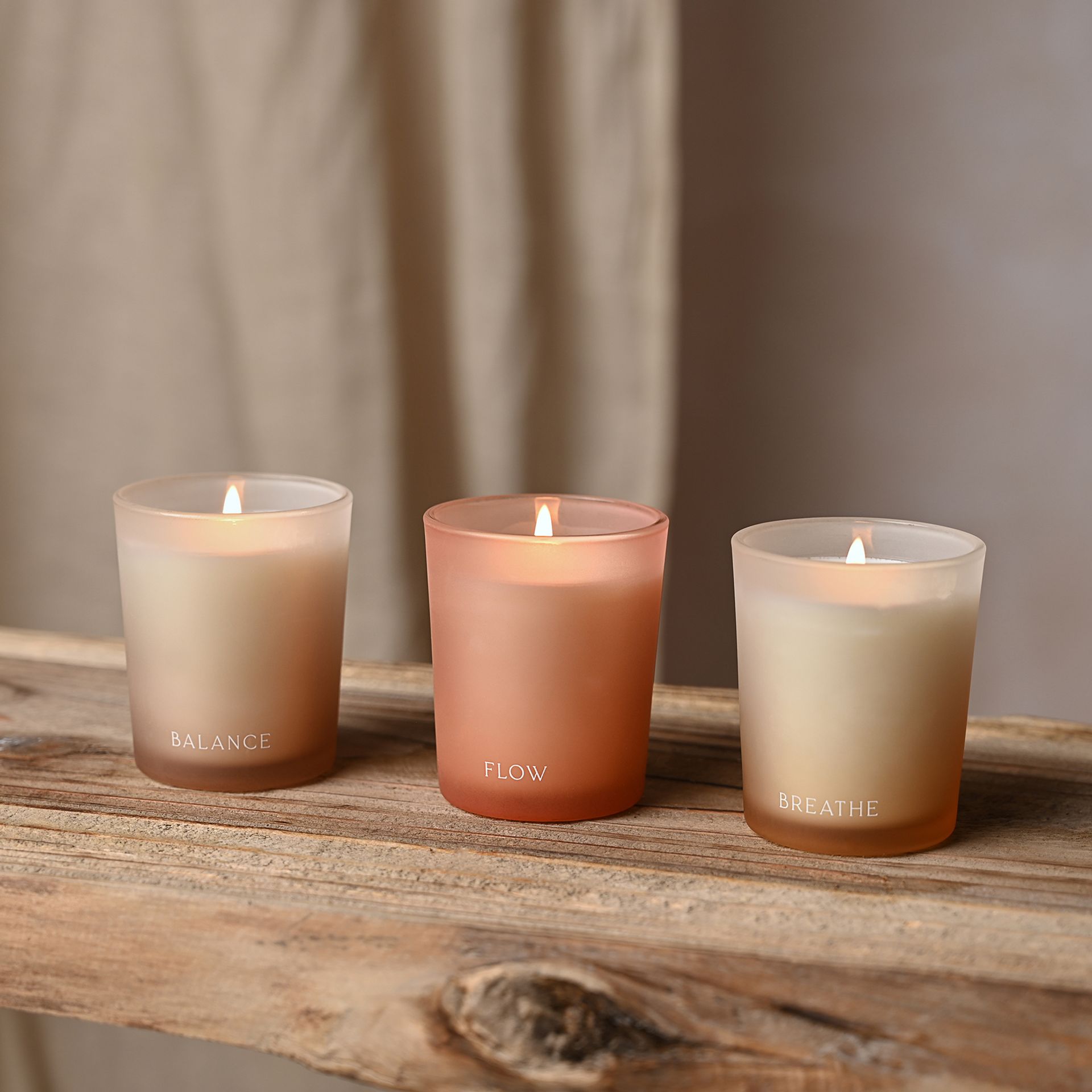 Serenity Tranquil Set of 3 Votive Candles - Flow, Balance & Breathe