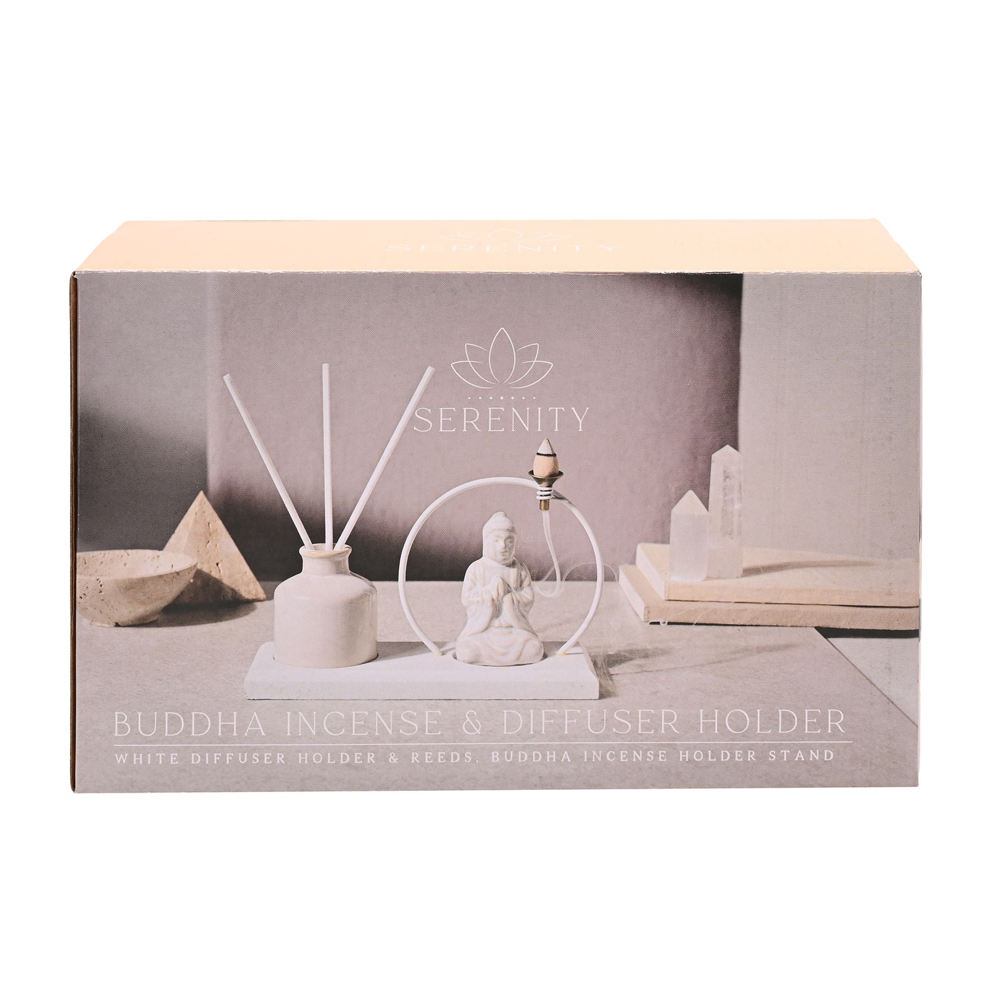 Serenity Buddha Incense & Diffuser Holder Gift Set - White