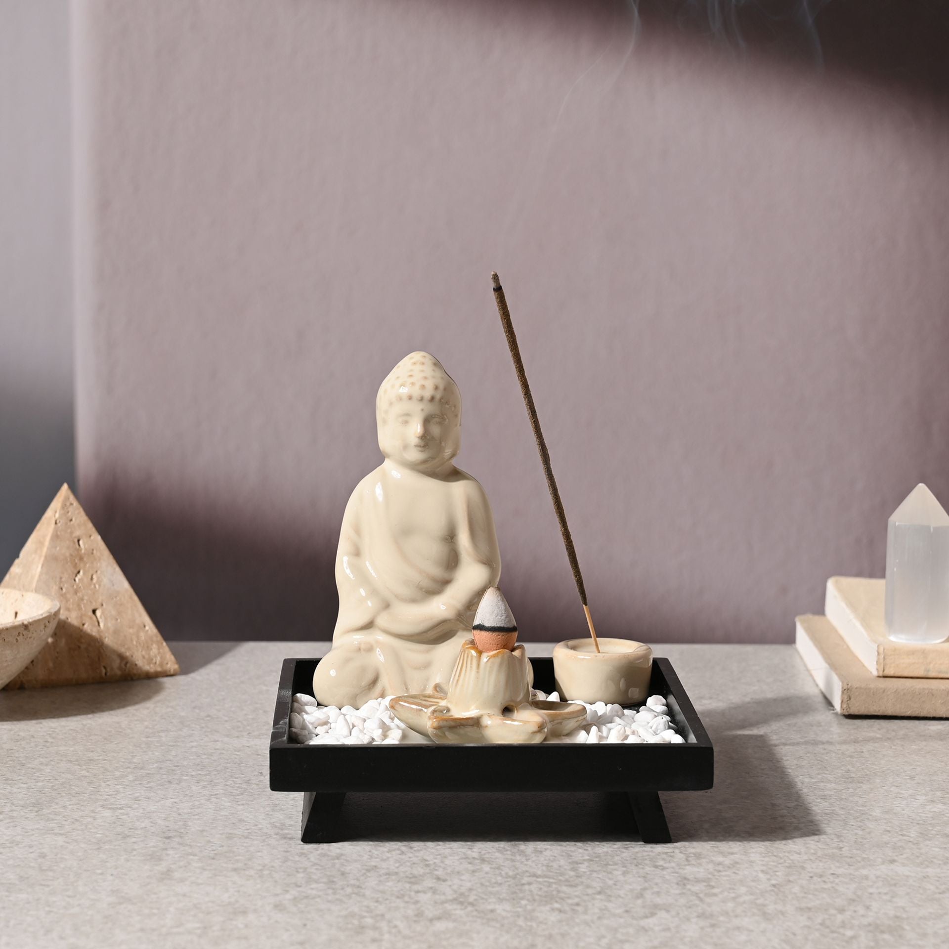 Serenity Alter Incense Burner Set - Cream