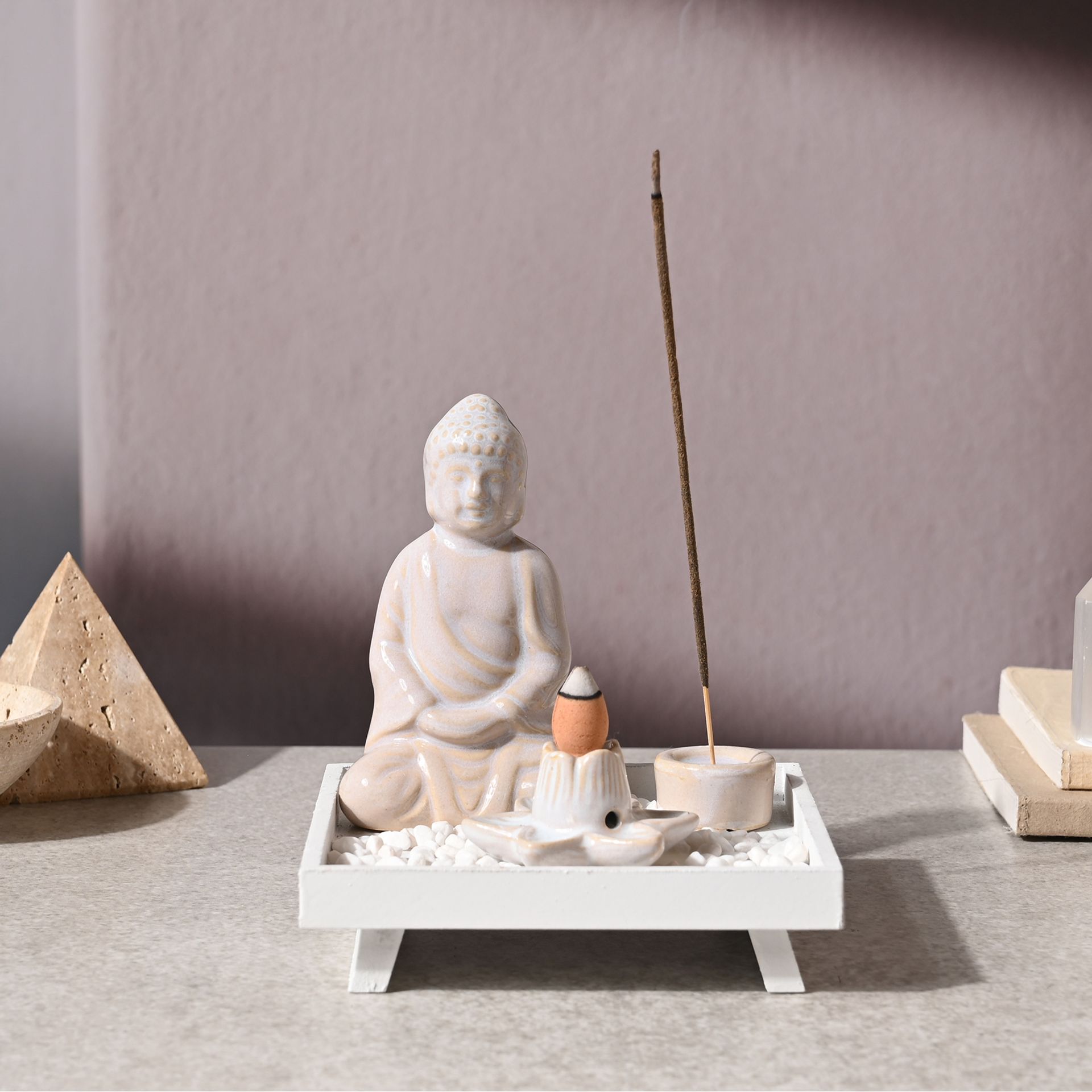 Serenity Alter Incense Burner Set - White