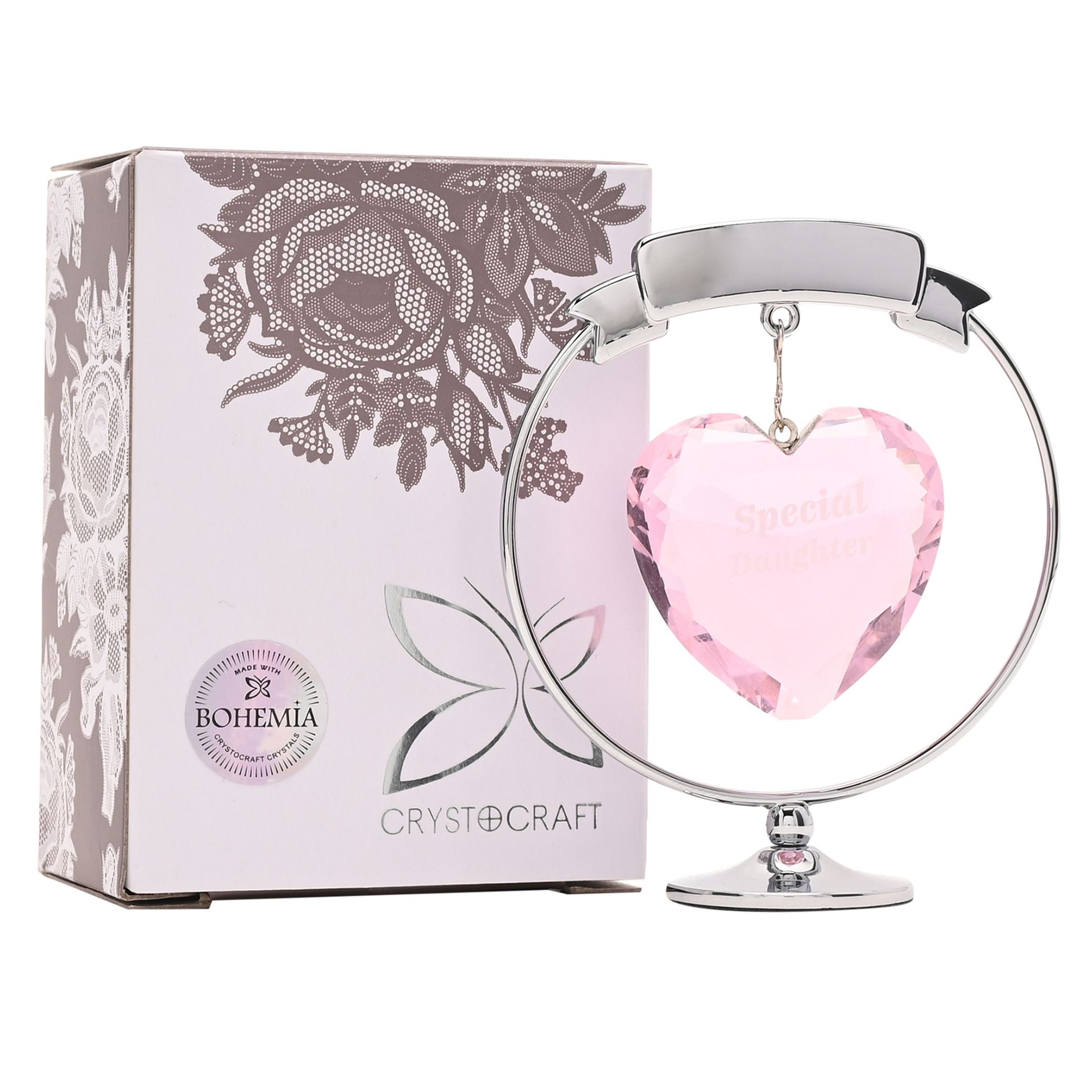 Crystocraft Chrome Plated Circle & Heart - Special Daughter