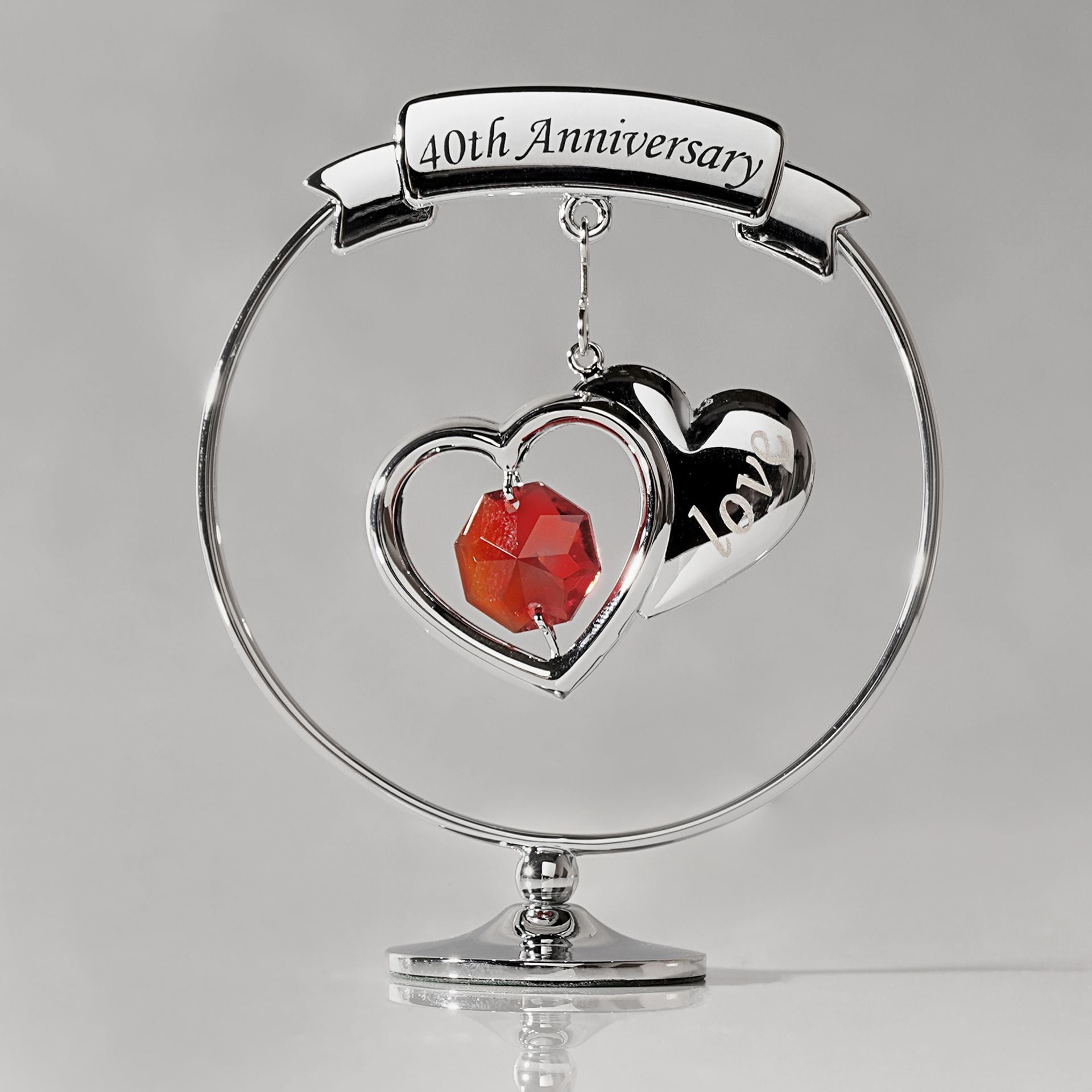 Crystocraft Chrome Plated Circle 2 Hearts - 40th Anniversary