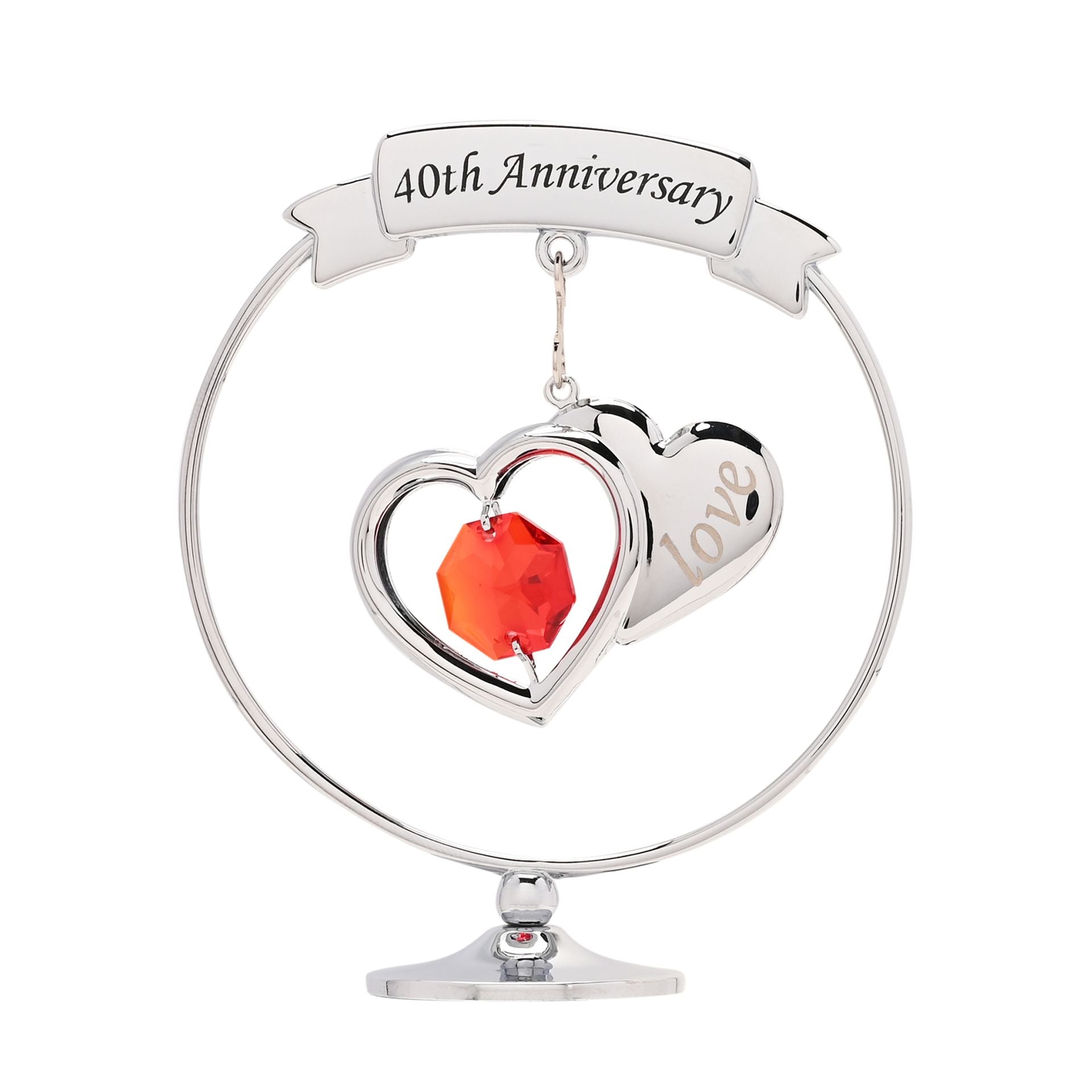 Crystocraft Chrome Plated Circle 2 Hearts - 40th Anniversary