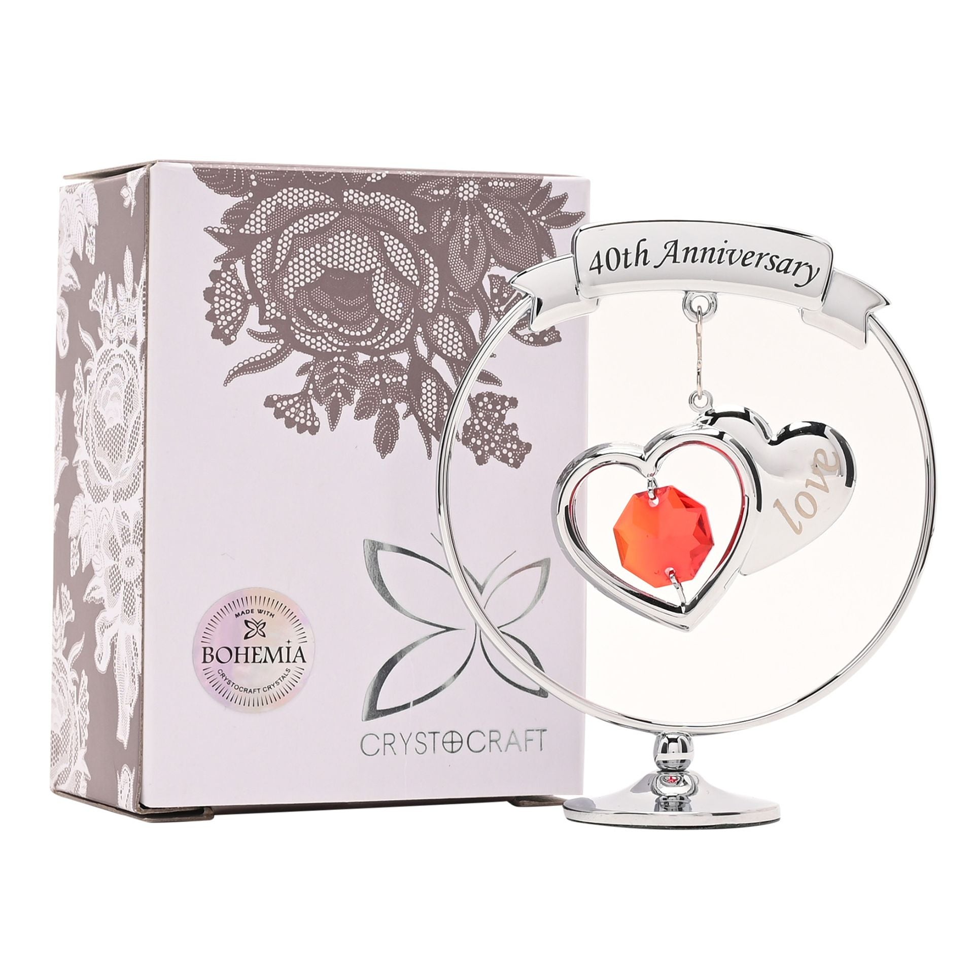 Crystocraft Chrome Plated Circle 2 Hearts - 40th Anniversary