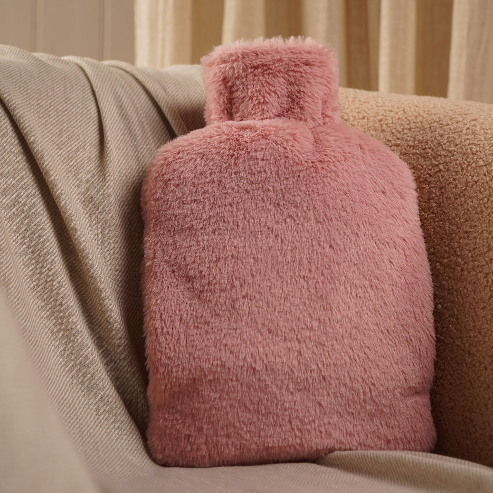 Sophia Layers Soft Faux Fur 1.7L Muff Hot Water Bottle - Pink