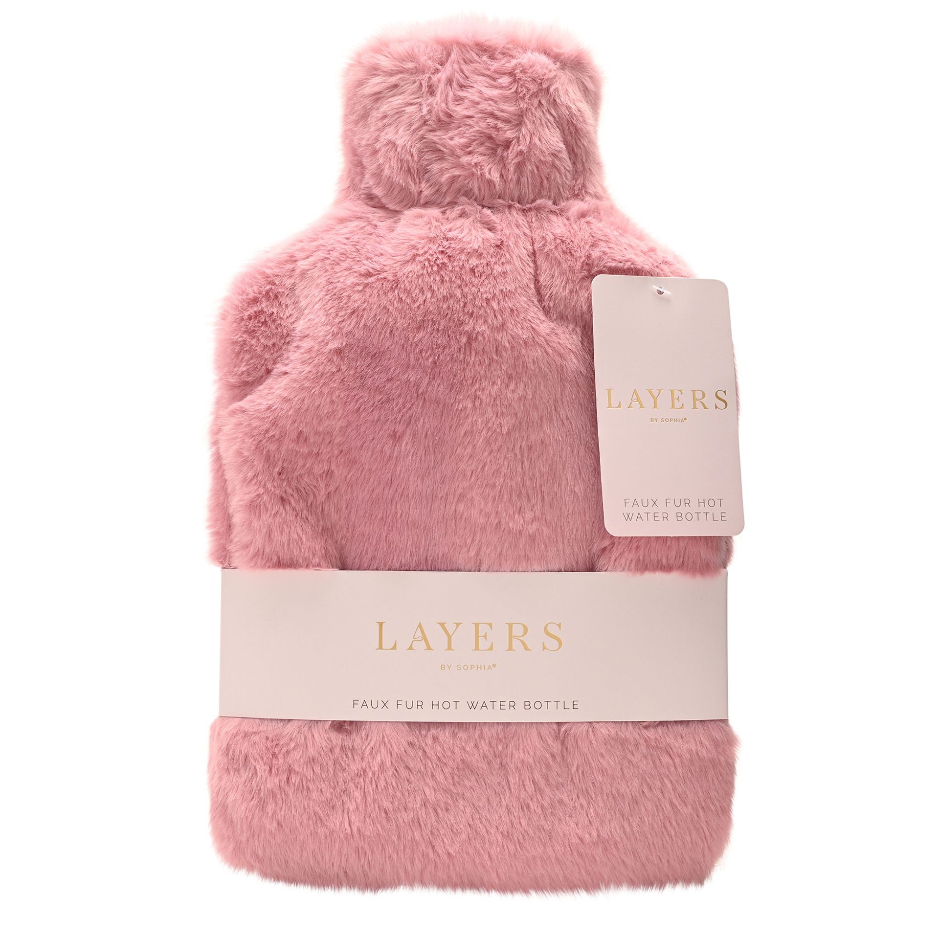 Sophia Layers Soft Faux Fur 1.7L Muff Hot Water Bottle - Pink