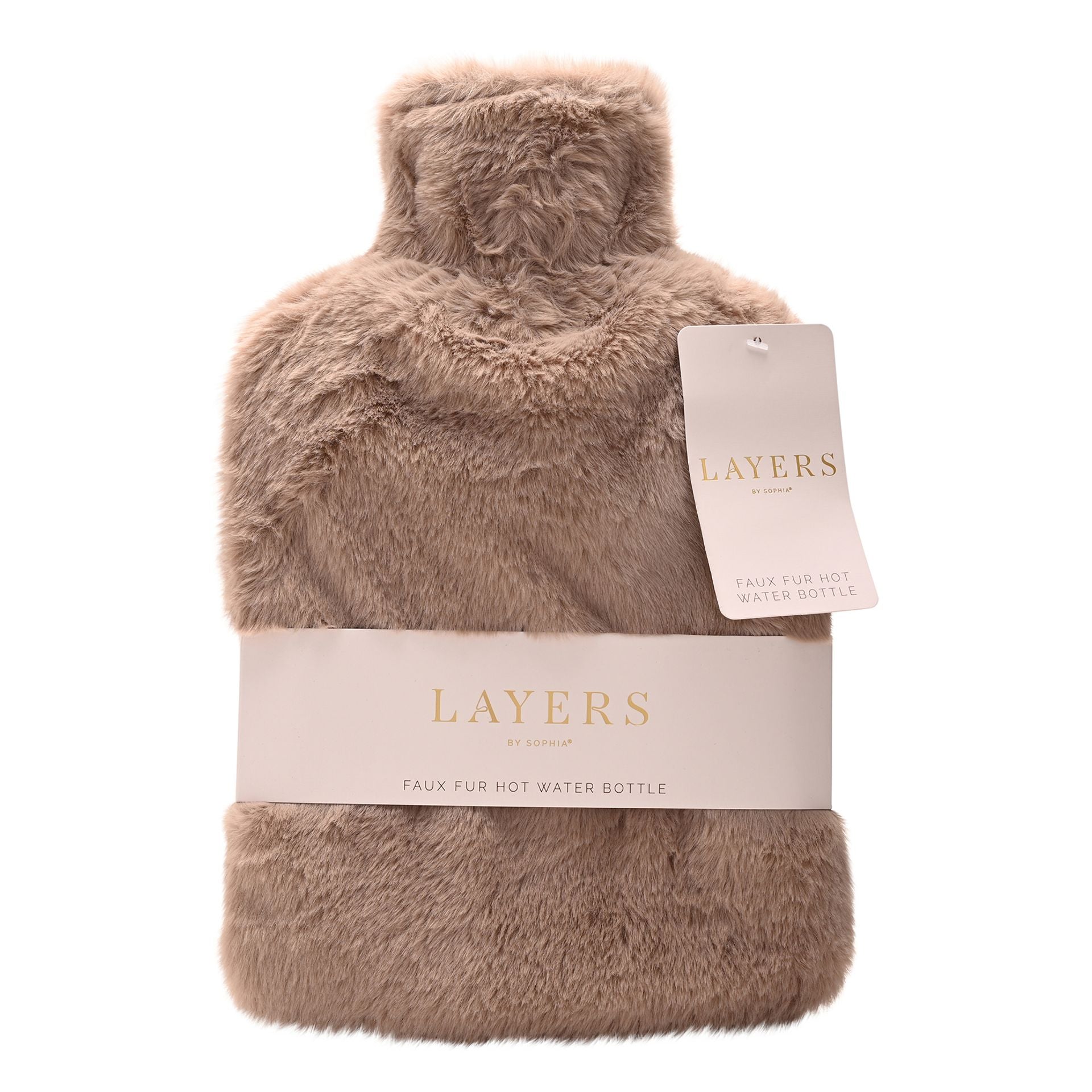 Sophia Layers Soft Faux Fur 1.7L Muff Hot Water Bottle - Taupe