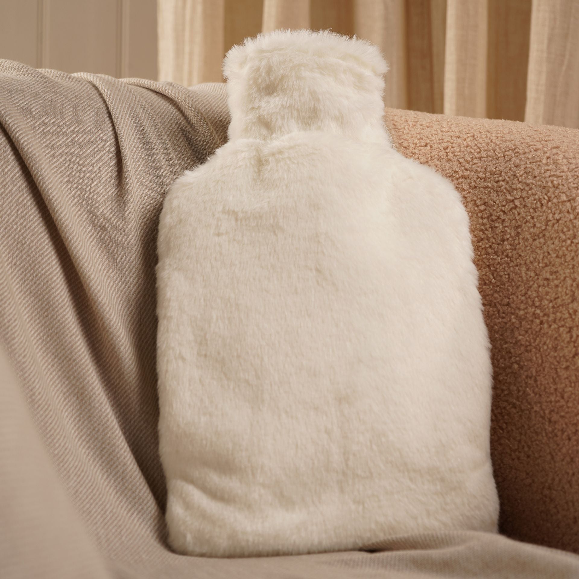 Sophia Layers Soft Faux Fur 1.7L Muff Hot Water Bottle - White