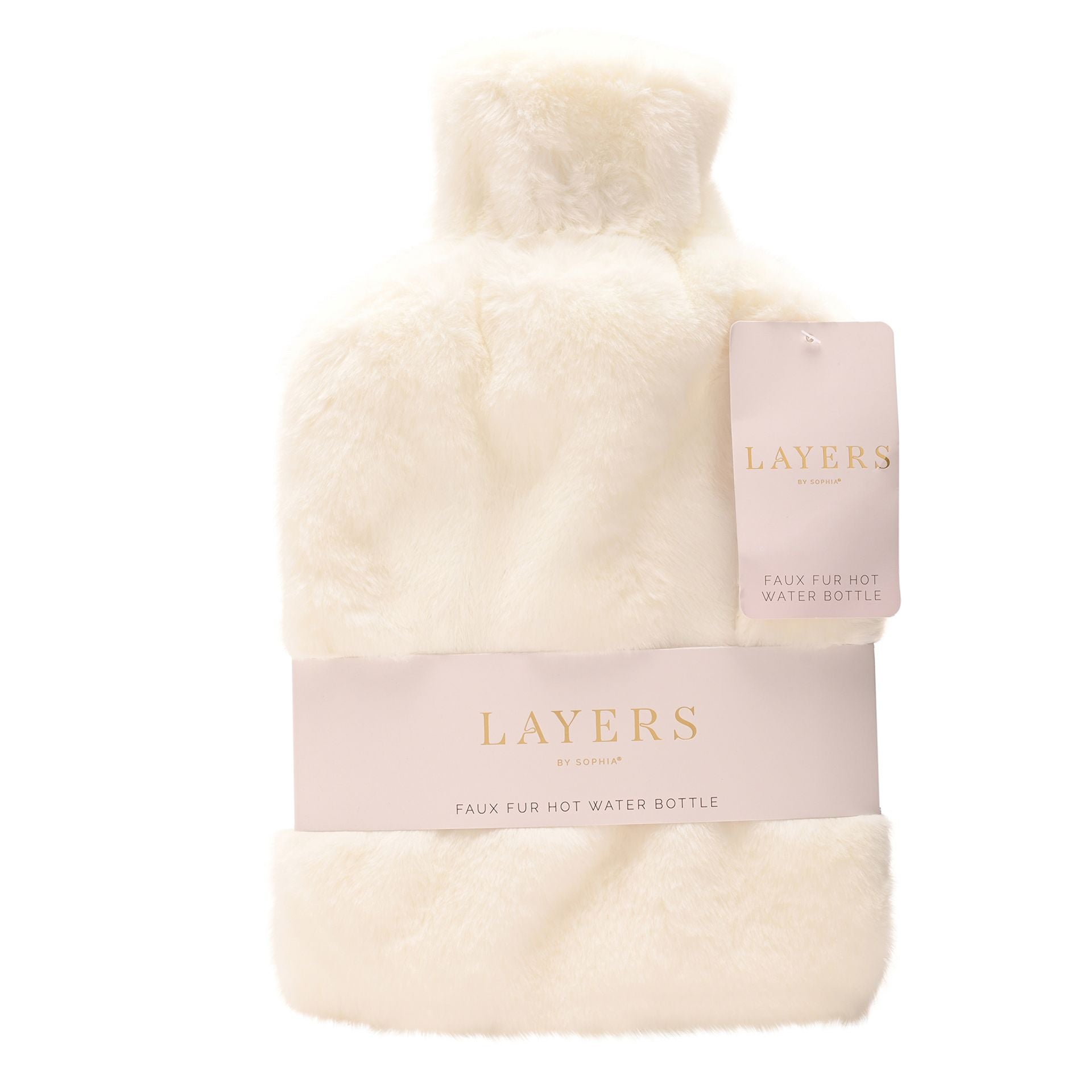 Sophia Layers Soft Faux Fur 1.7L Muff Hot Water Bottle - White