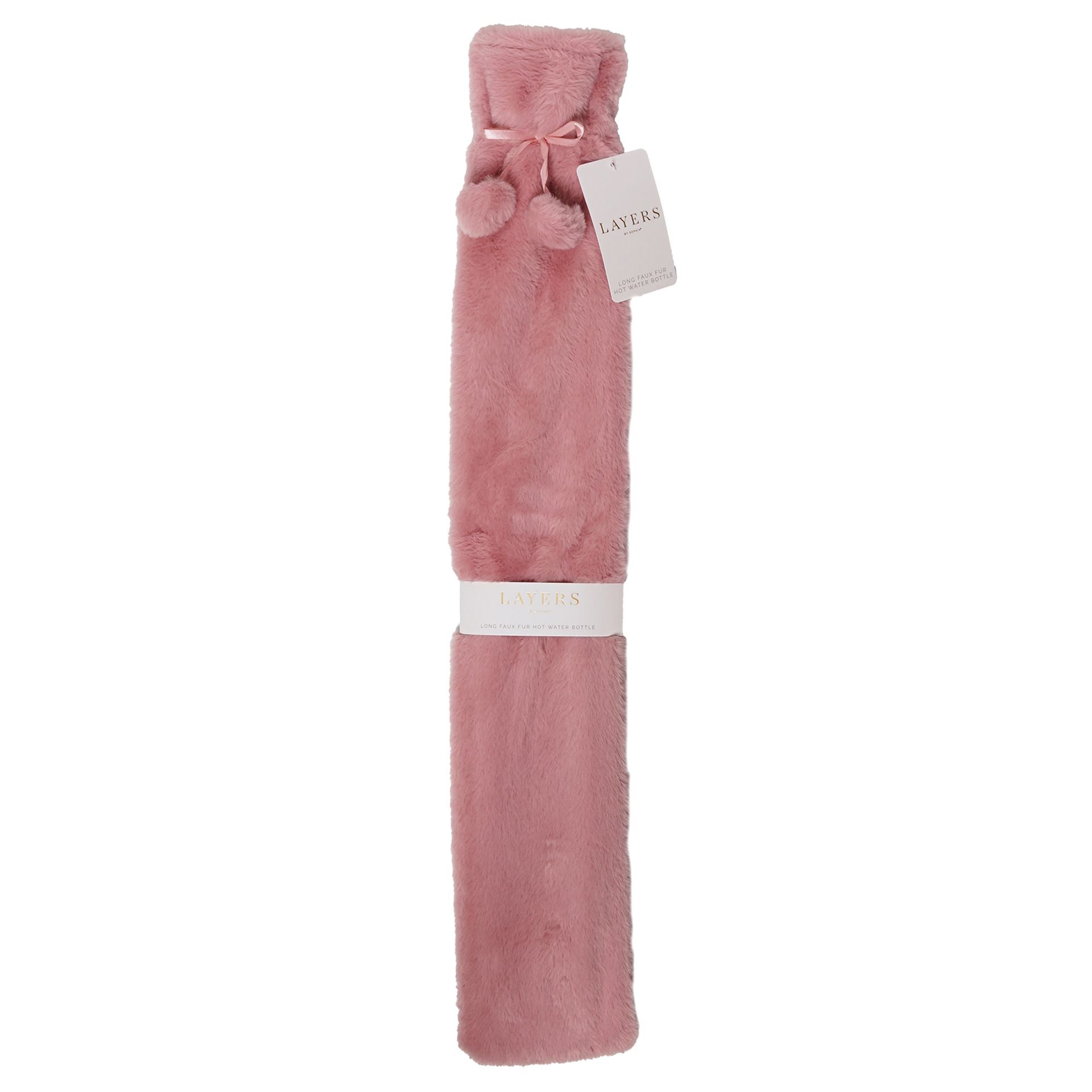 Sophia Layers Soft Faux Fur 1.7L Long Hot Water Bottle - Pink