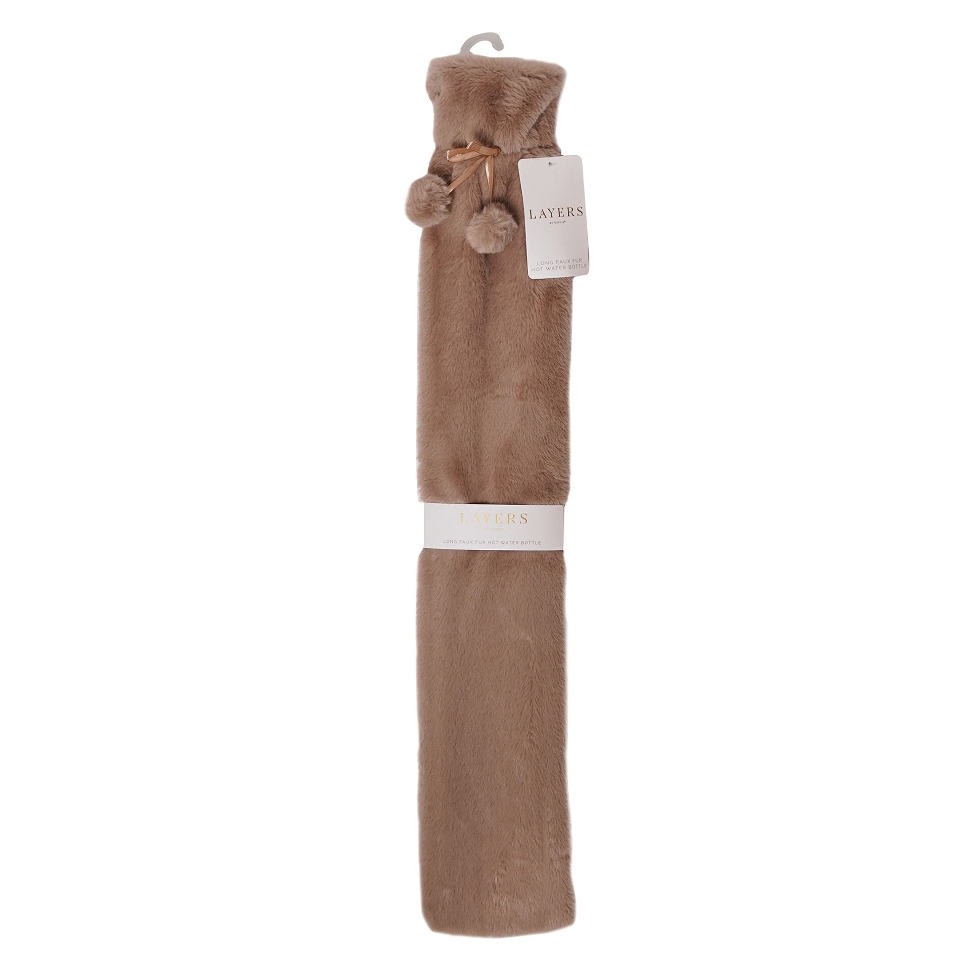 Sophia Layers Soft Faux Fur 1.7L Long Hot Water Bottle - Taupe