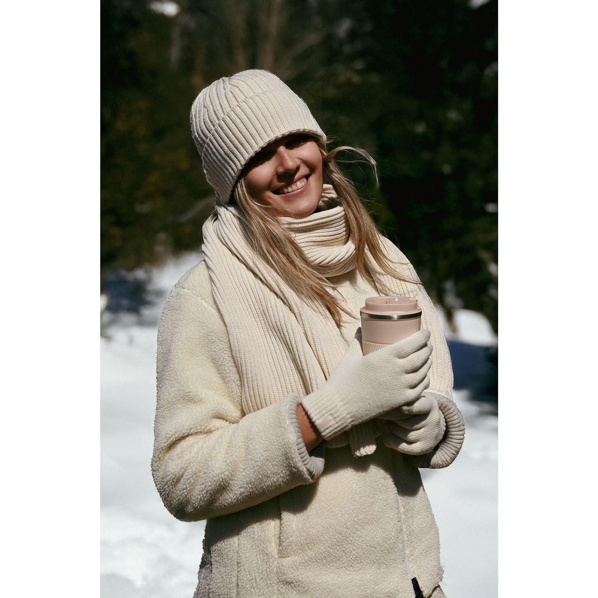 Sophia Layers Cosy Knit Hat Glove & Scarf Gift Set - Ivory