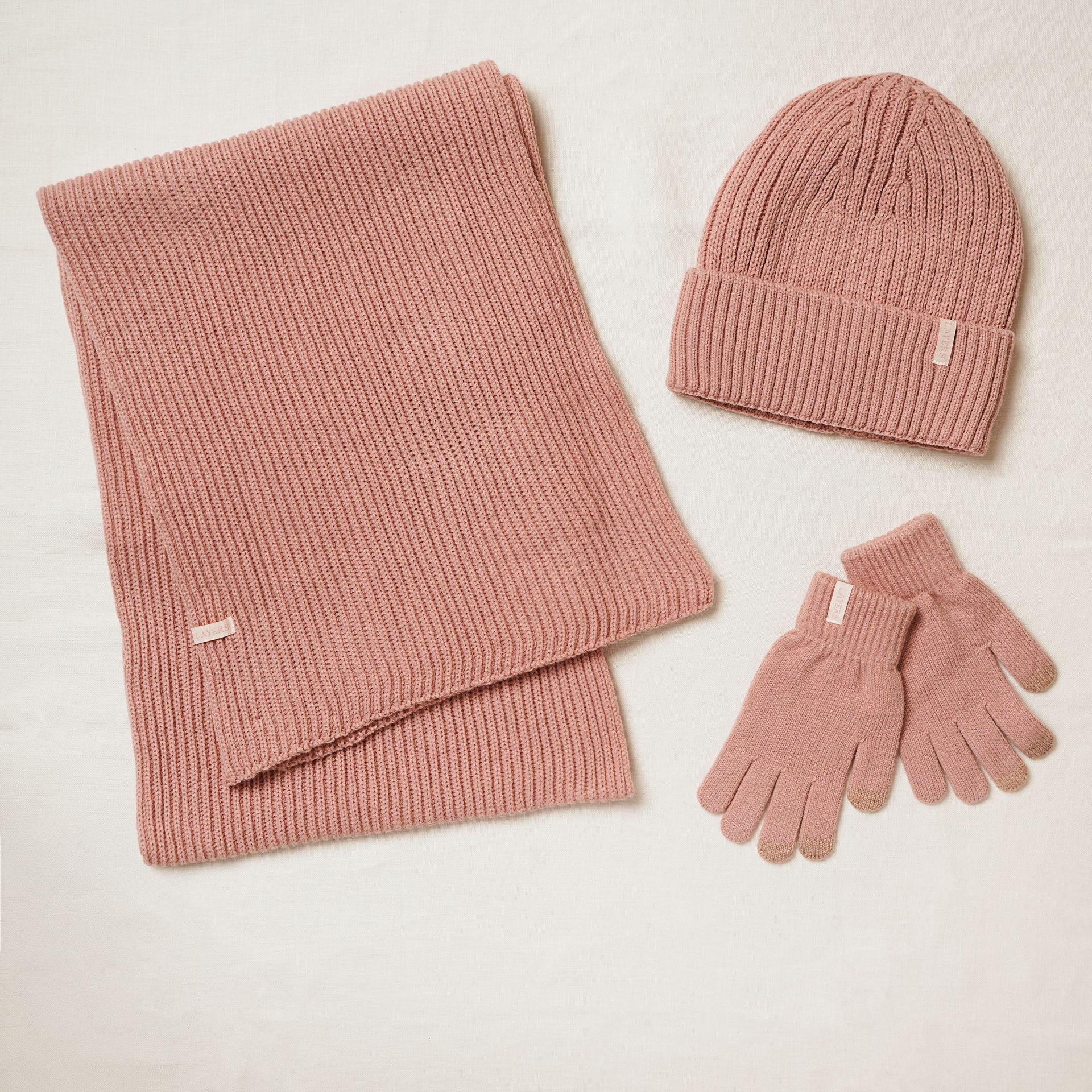 Sophia Layers Cosy Knit Hat Glove & Scarf Gift Set - Blush Pink