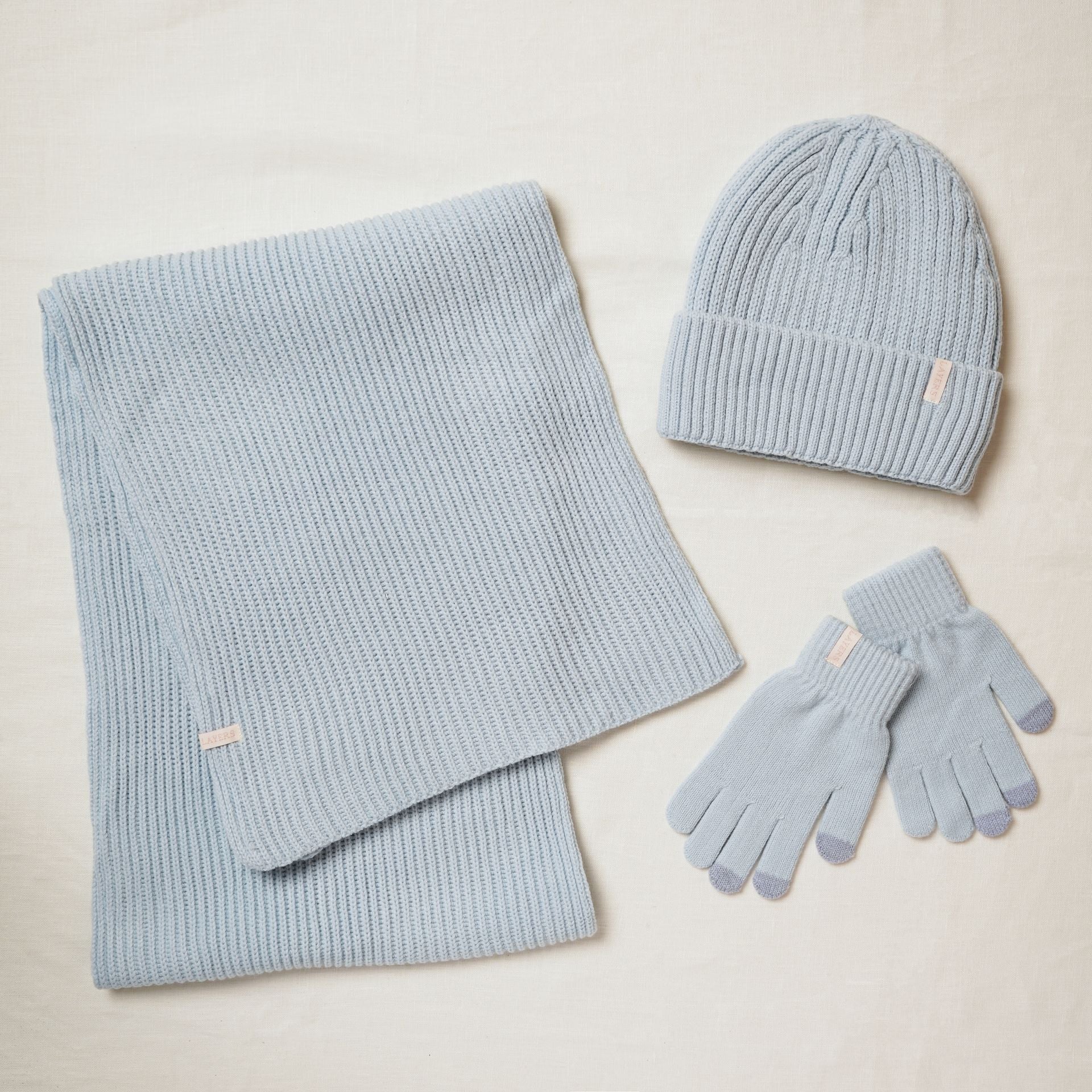 Sophia Layers Cosy Knit Hat Glove & Scarf Gift Set - Powder Blue