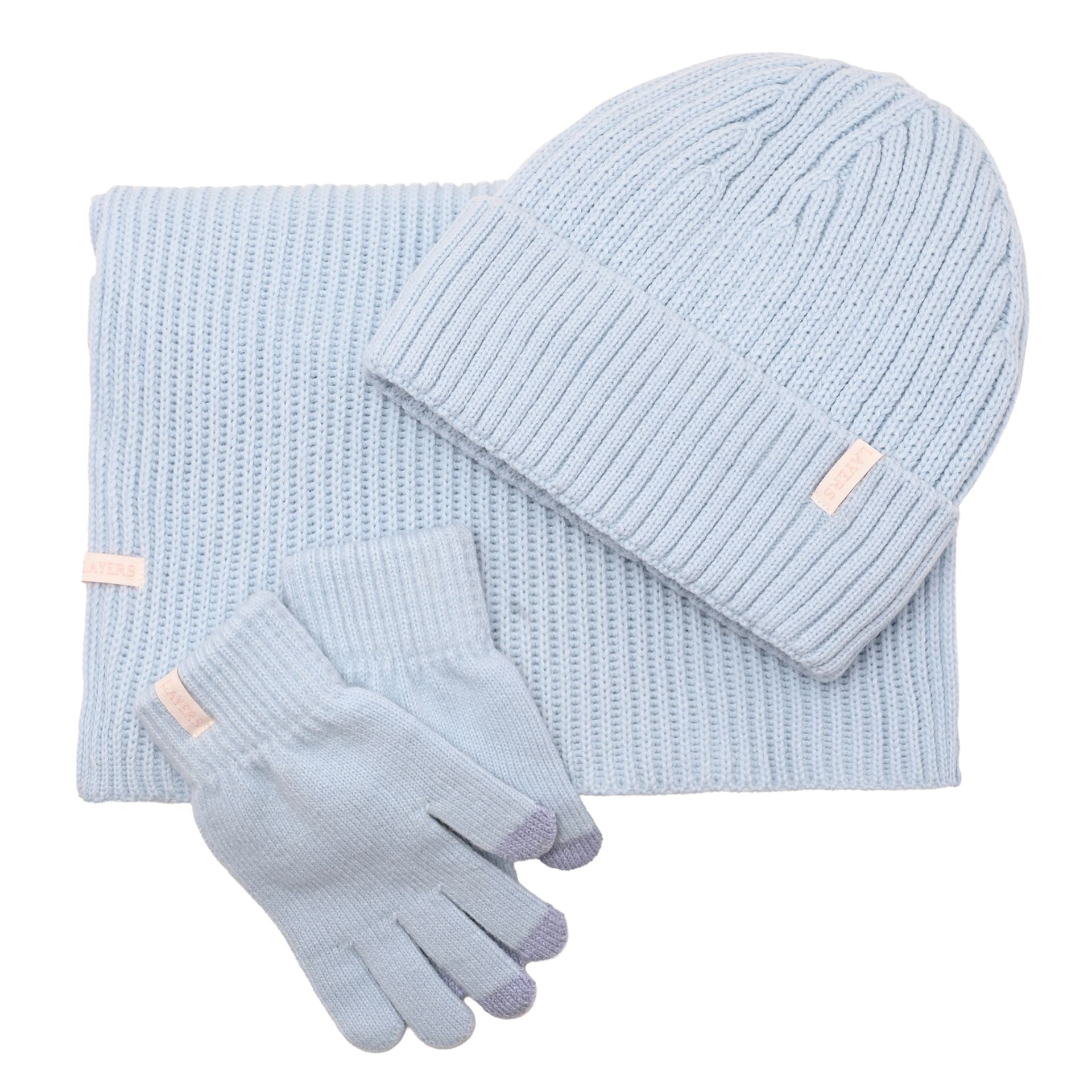 Sophia Layers Cosy Knit Hat Glove & Scarf Gift Set - Powder Blue