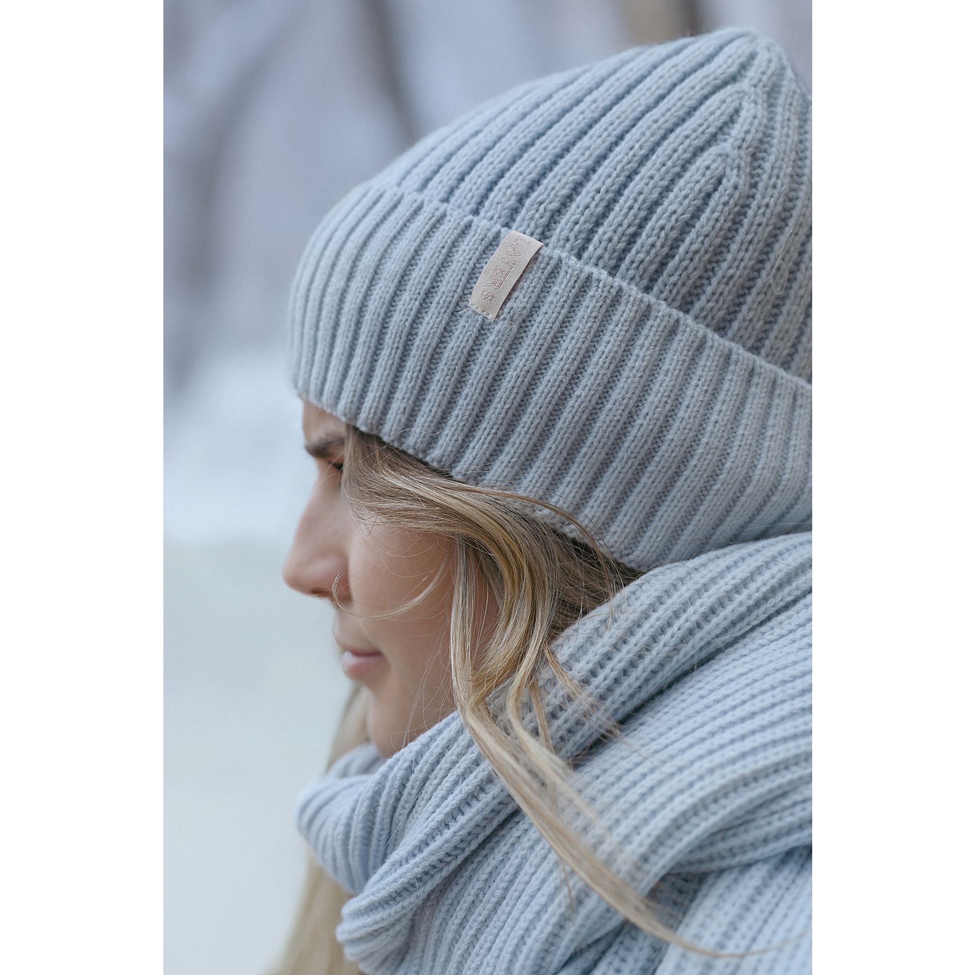 Sophia Layers Cosy Knit Hat Glove & Scarf Gift Set - Powder Blue