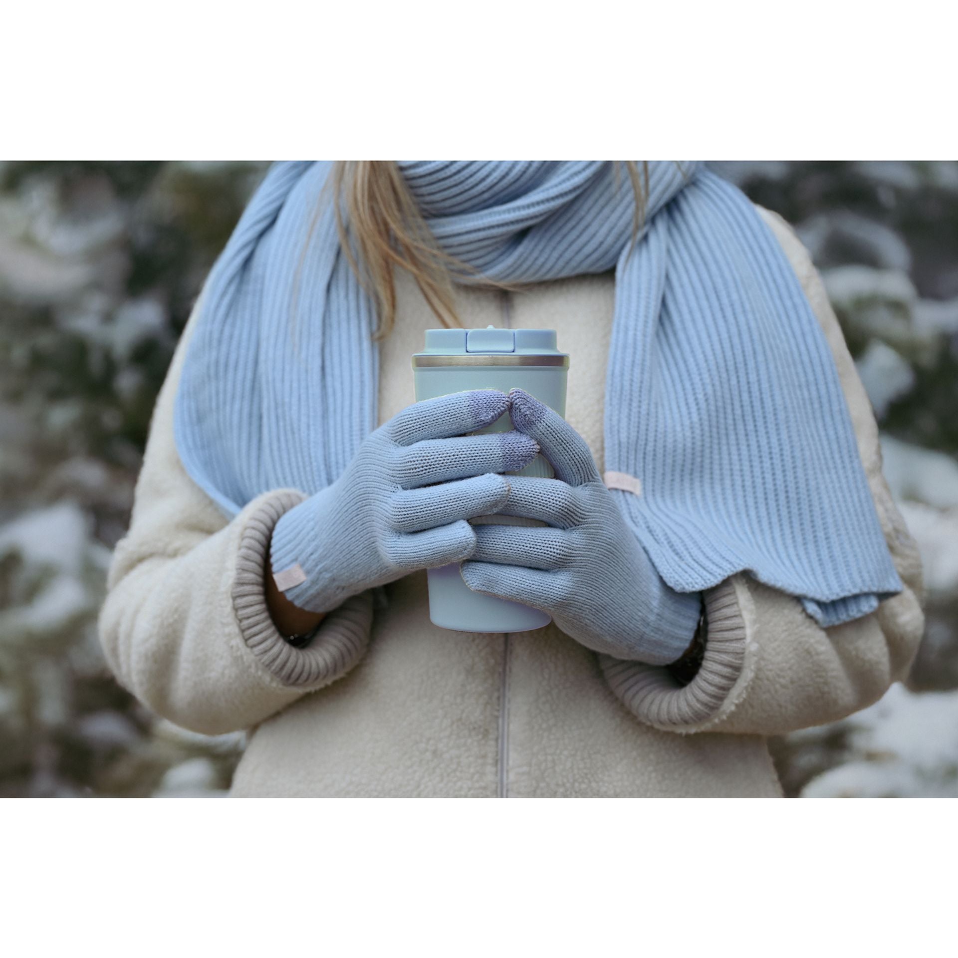 Sophia Layers Cosy Knit Hat Glove & Scarf Gift Set - Powder Blue